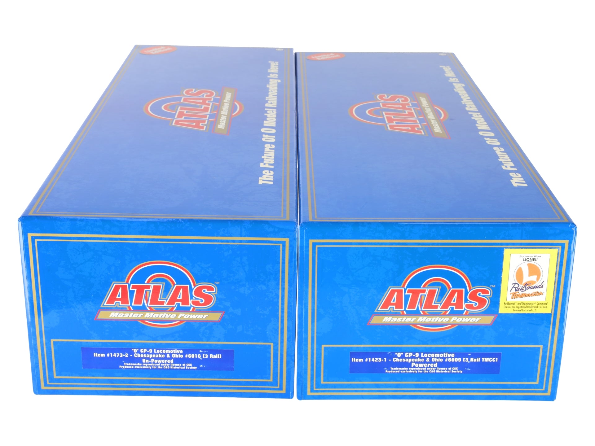 Atlas 1473-2 O Gauge Chesapeake & Ohio GP9 Locomotive Set #6009, #6016 (3-Rail) EX/Box