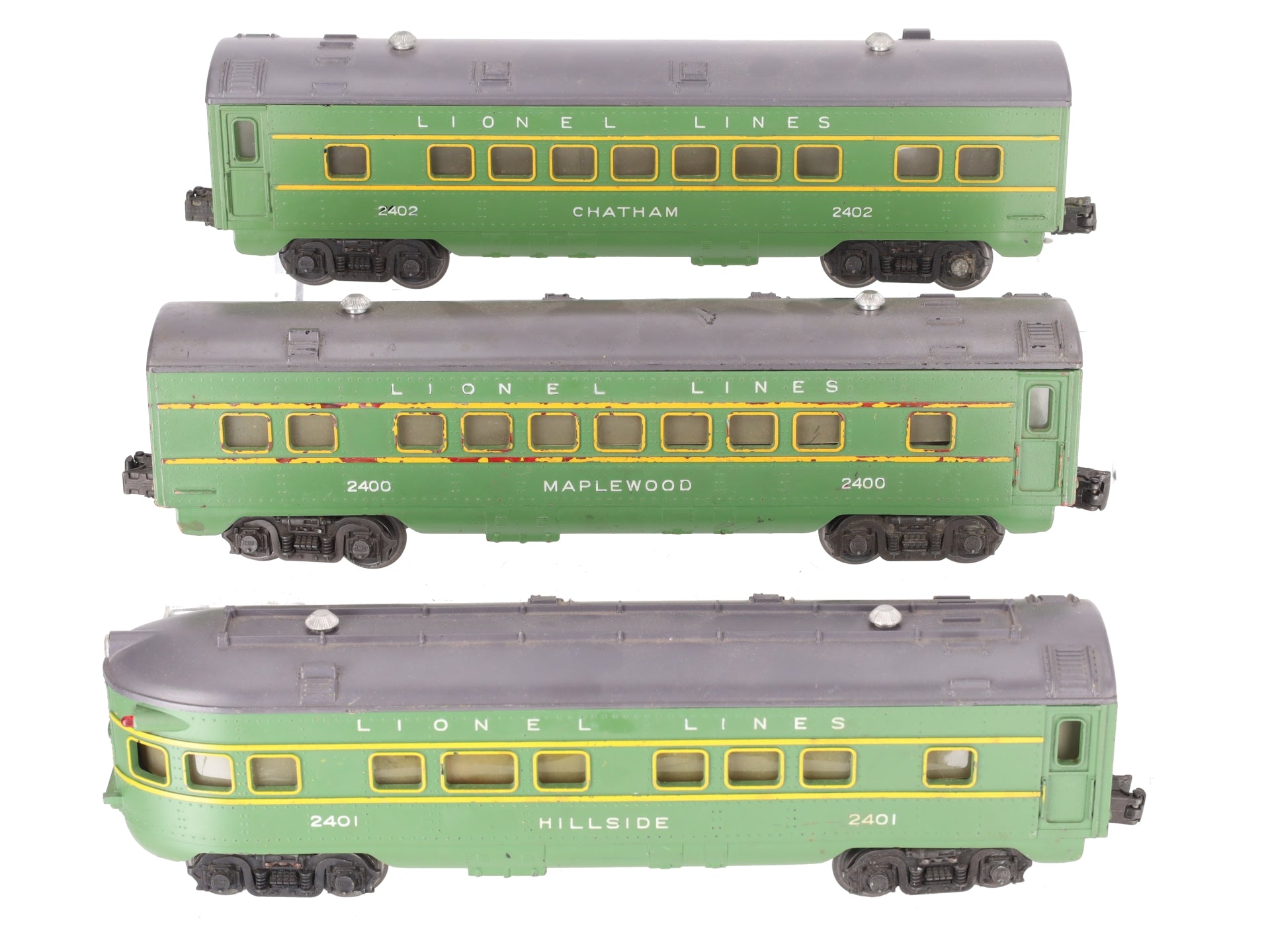 Lionel 2400S Vintage O Green/Gray Passenger Car Set: 2400, 2401, 2402 (Set of 3) VG