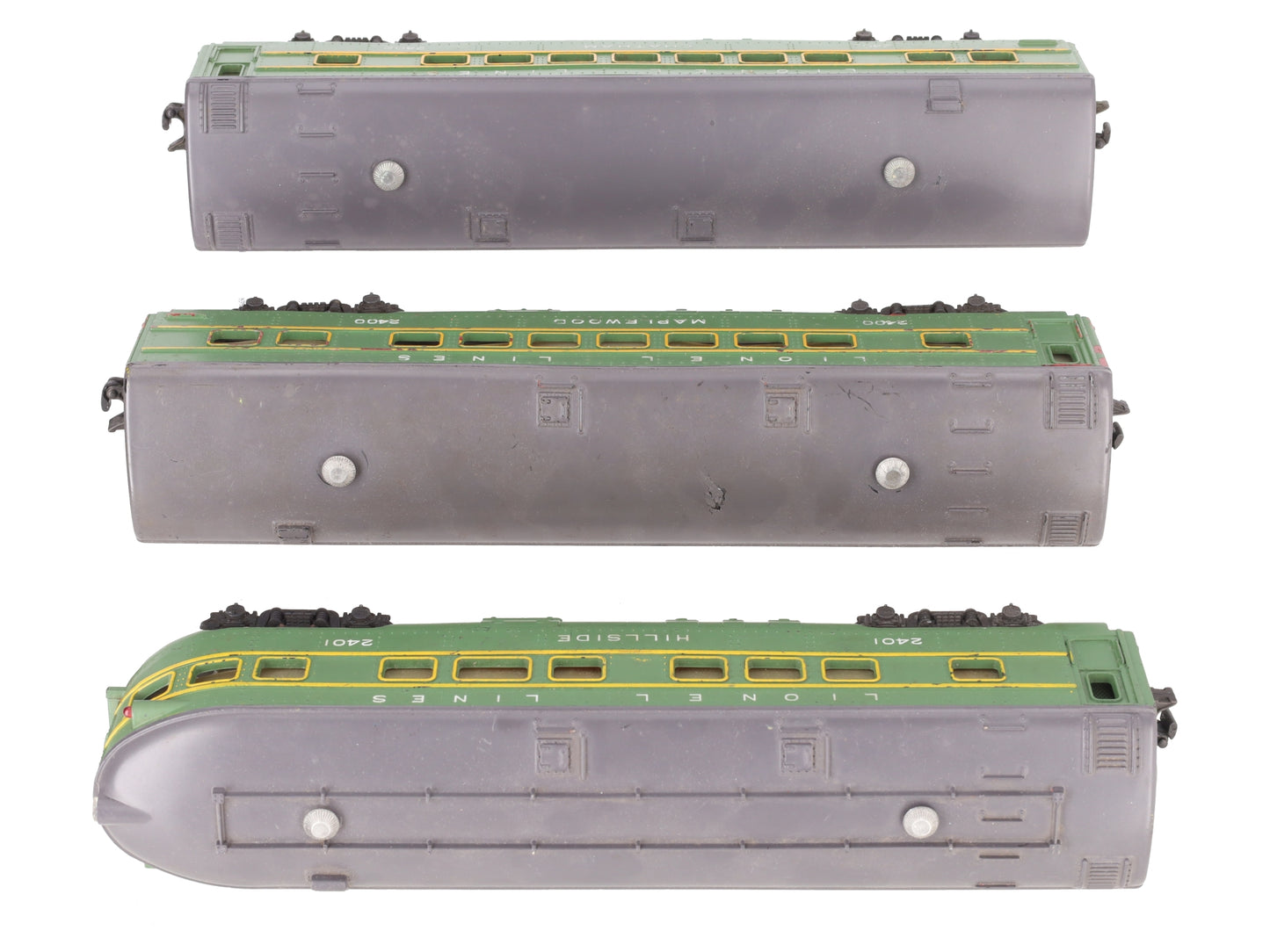 Lionel 2400S Vintage O Green/Gray Passenger Car Set: 2400, 2401, 2402 (Set of 3) VG