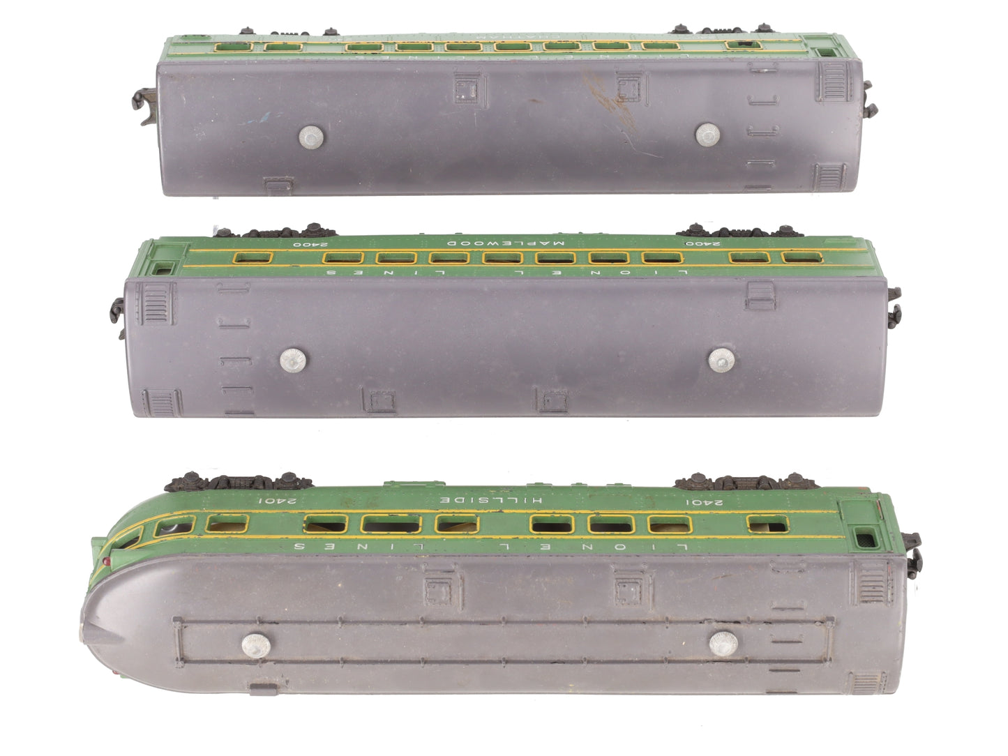 Lionel 2400S Vintage O Green/Gray Passenger Car Set: 2400, 2401, 2402 (Set of 3) VG