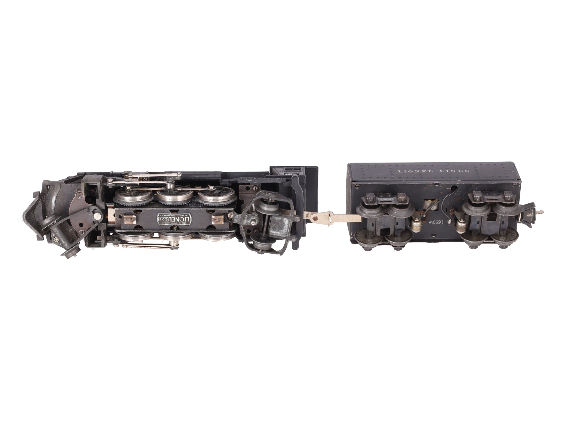 Lionel 1666 Vintage O 2-6-2 Steam Locomotive & 1689W Tender VG