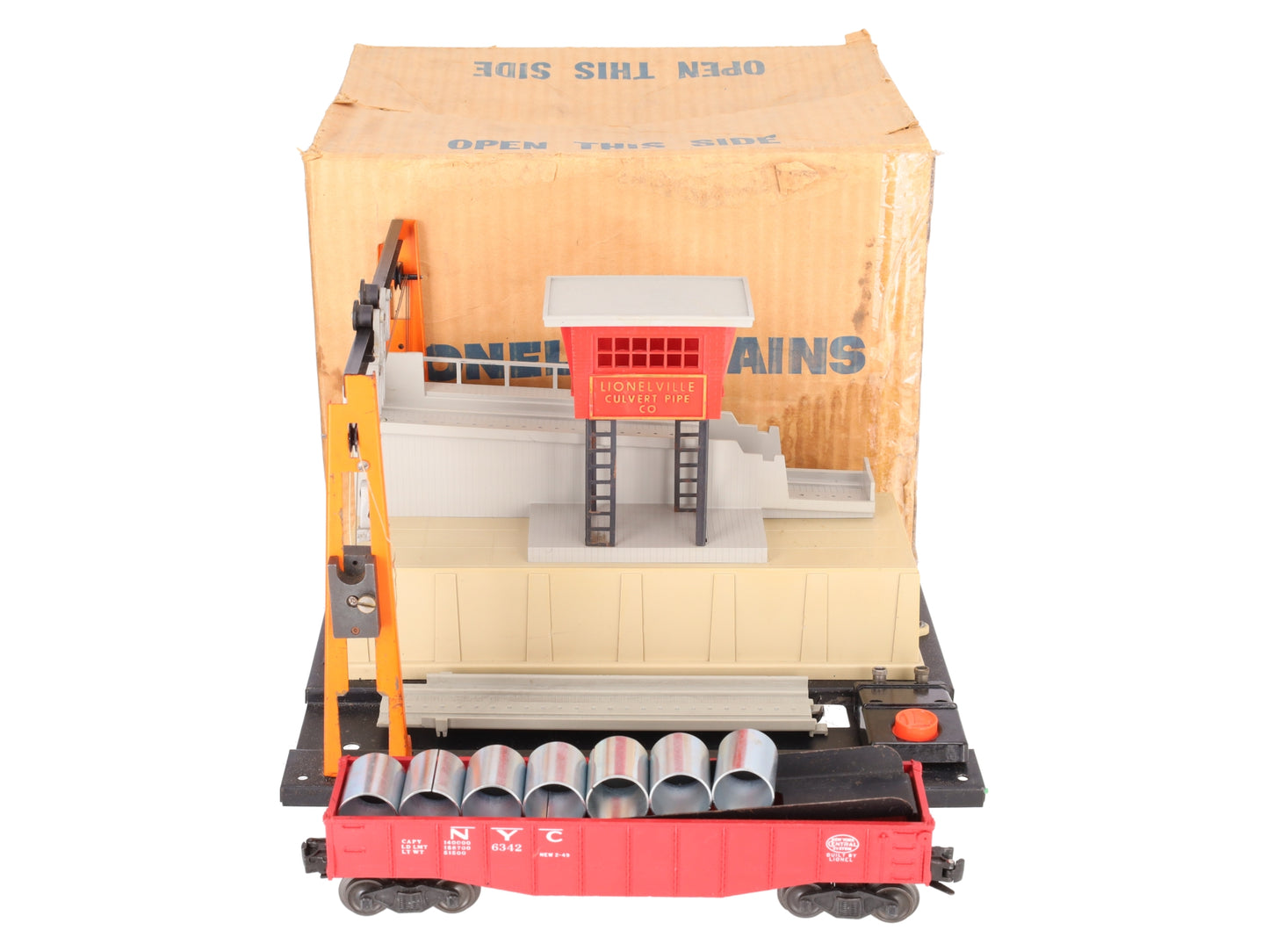 Lionel 345 Vintage O Motorized Culvert Unloader with Car VG/Box