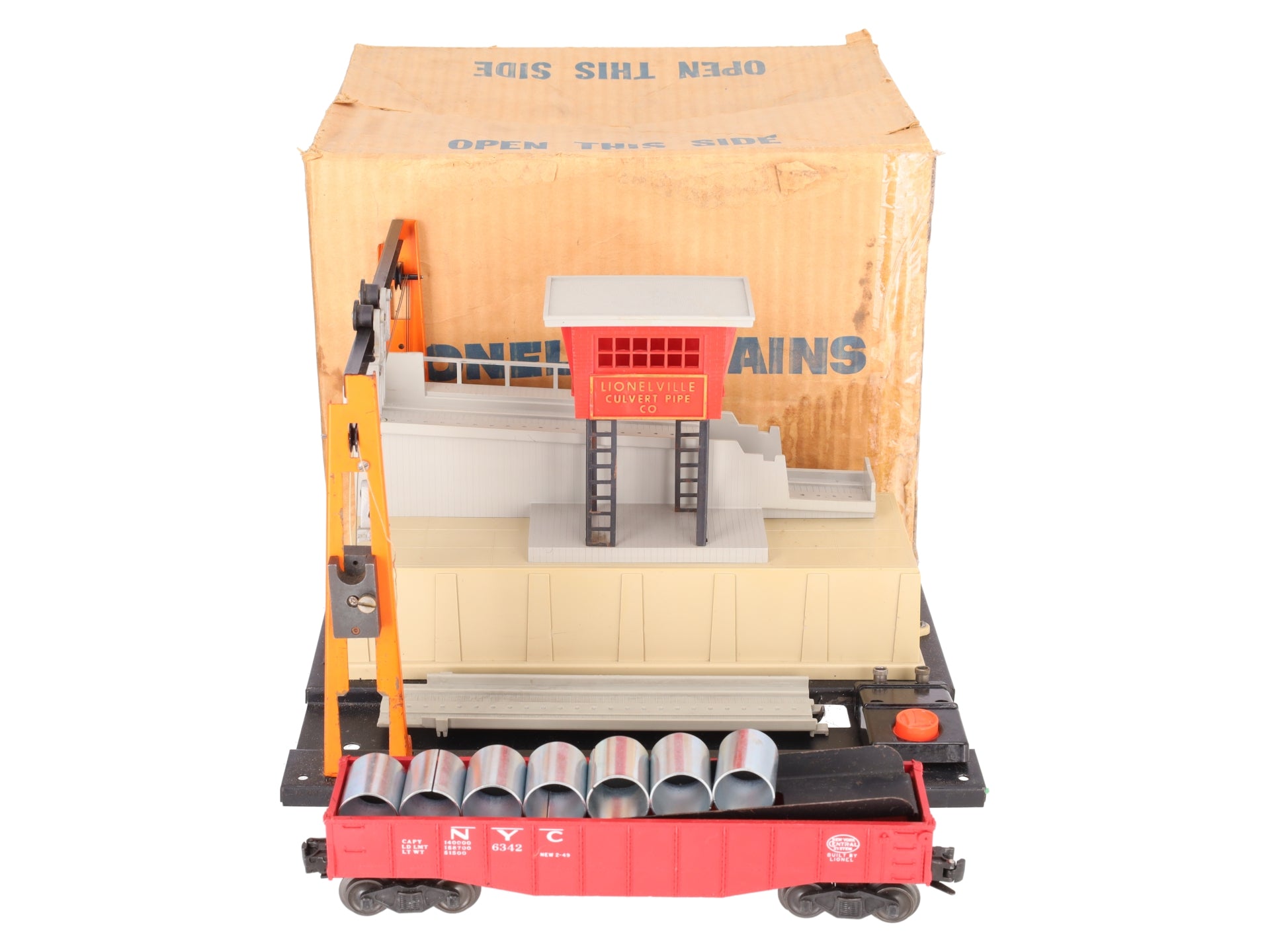 Lionel 345 Vintage O Motorized Culvert Unloader with Car VG/Box