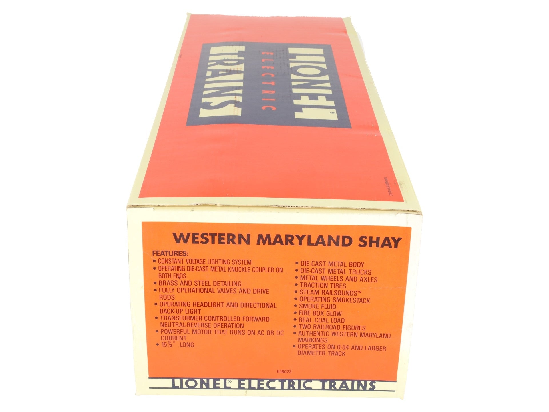 Lionel 6-18023 O Gauge Western Maryland Shay Steam Locomotive #6 EX/Box