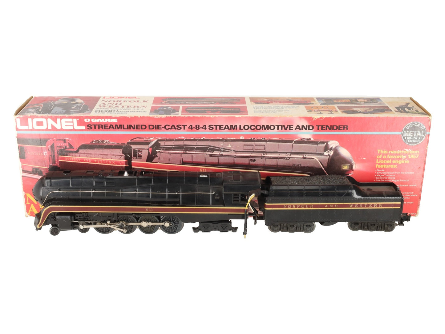 Lionel 6-8100 O Gauge Norfolk & Western 4-8-4 Steam Locomotive & Tender #611 EX/Box