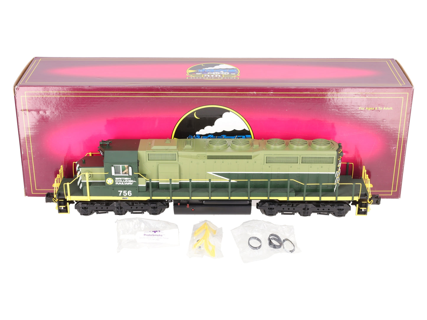 MTH 20-2908-1 British Columbia Railway SD40-2 Diesel Engine w/PS 2.0 #756 LN/Box