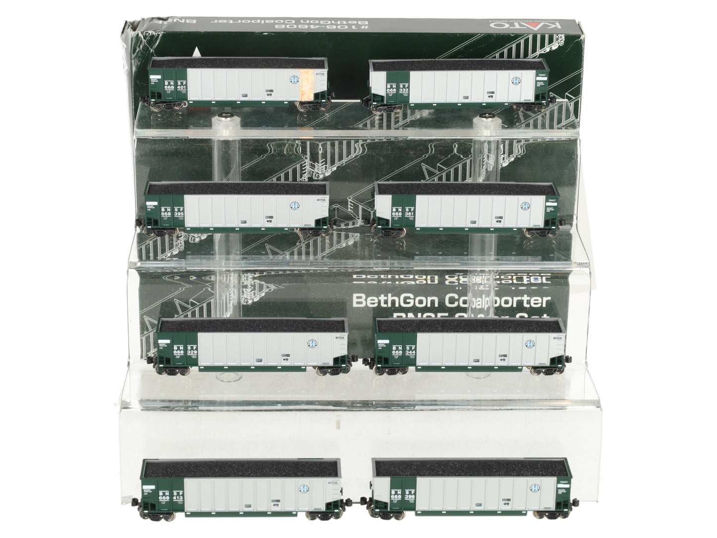 Kato 106-4608 N Scale BNSF BethGon Coalporter 8-Car Set EX/Box