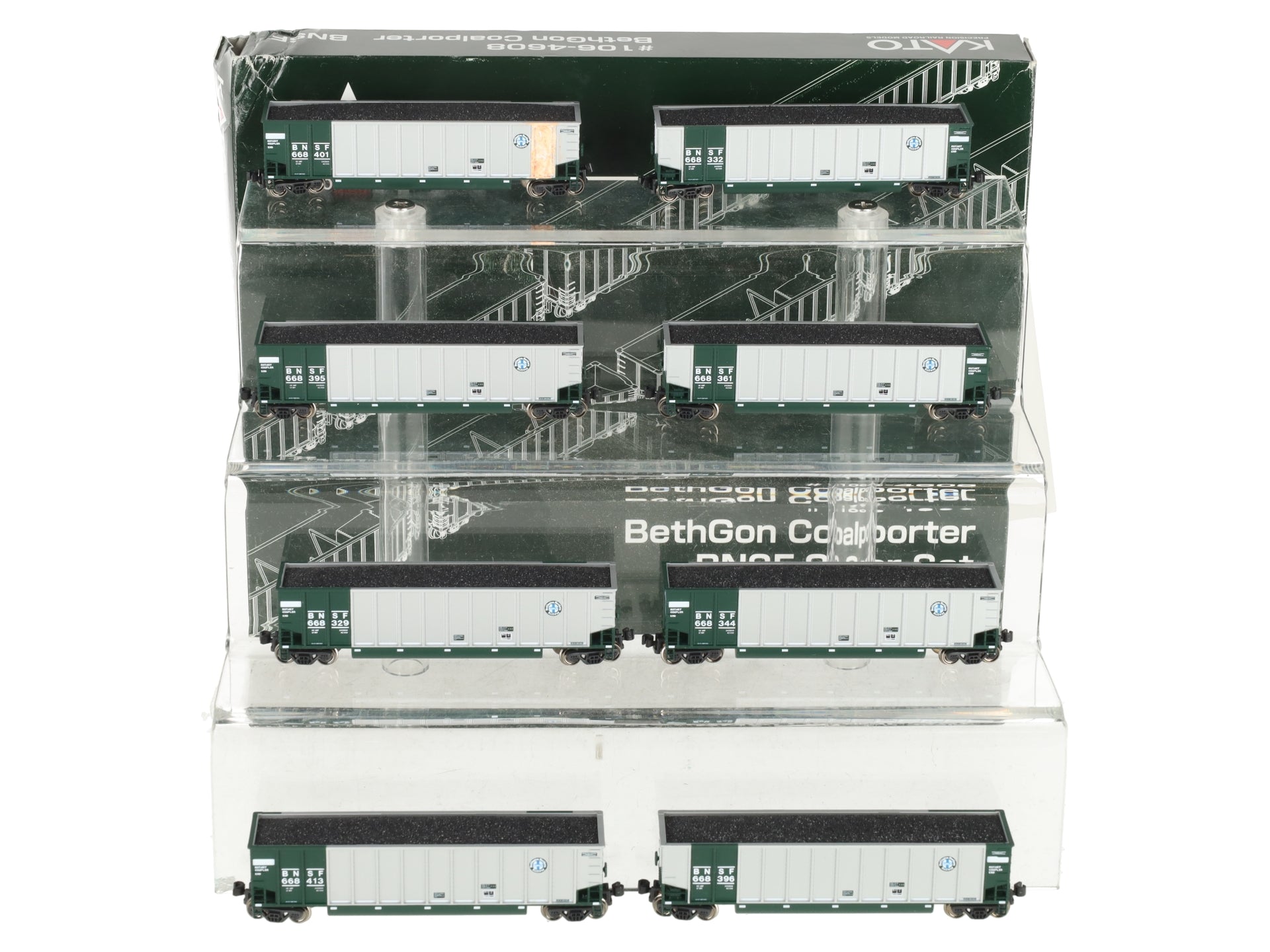 Kato 106-4608 N Scale BNSF BethGon Coalporter 8-Car Set EX/Box