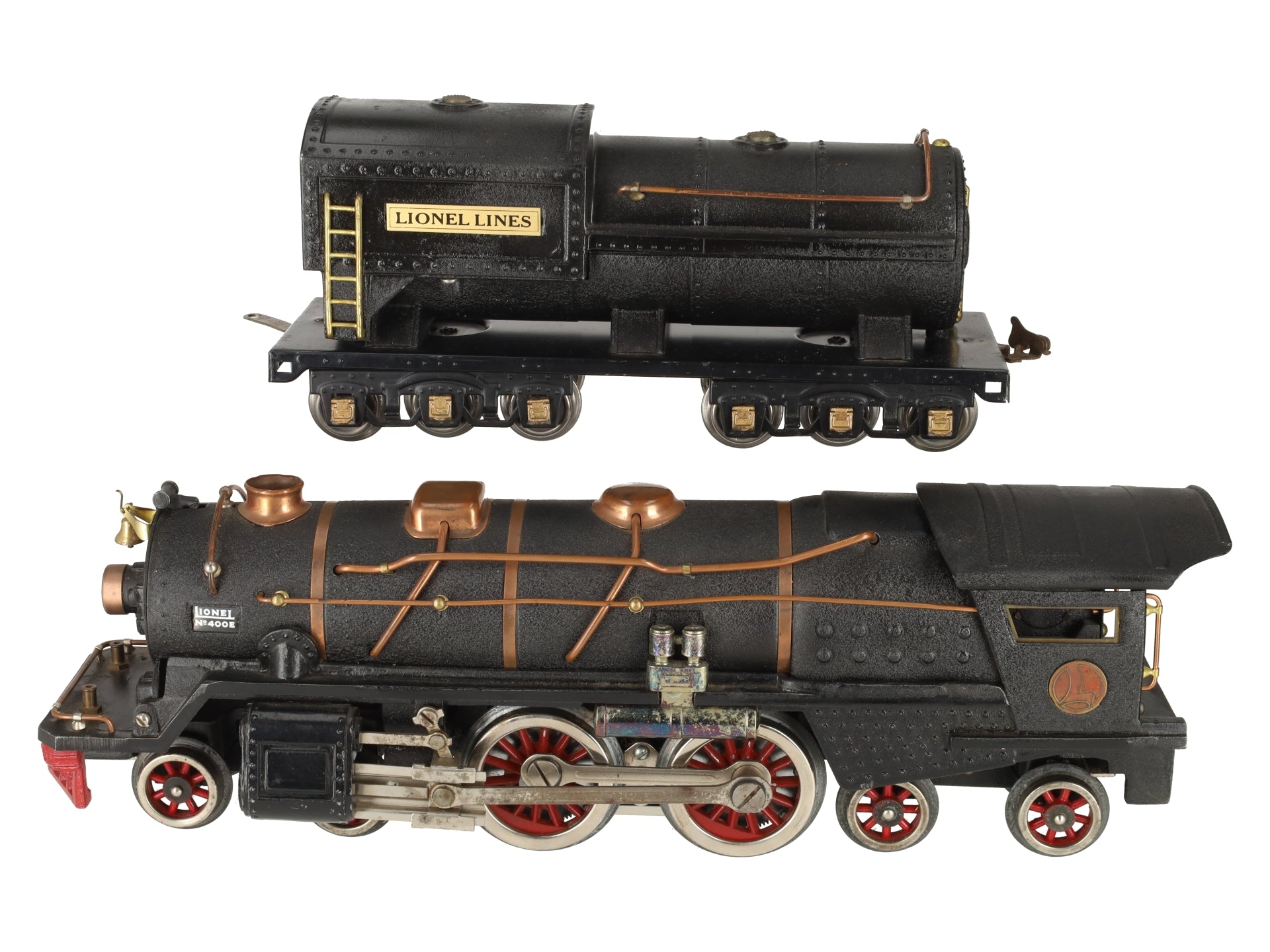 Lionel 400E Vintage Std Gauge 4-4-4 Crackle Black Steam Locomotive w/ Tender VG