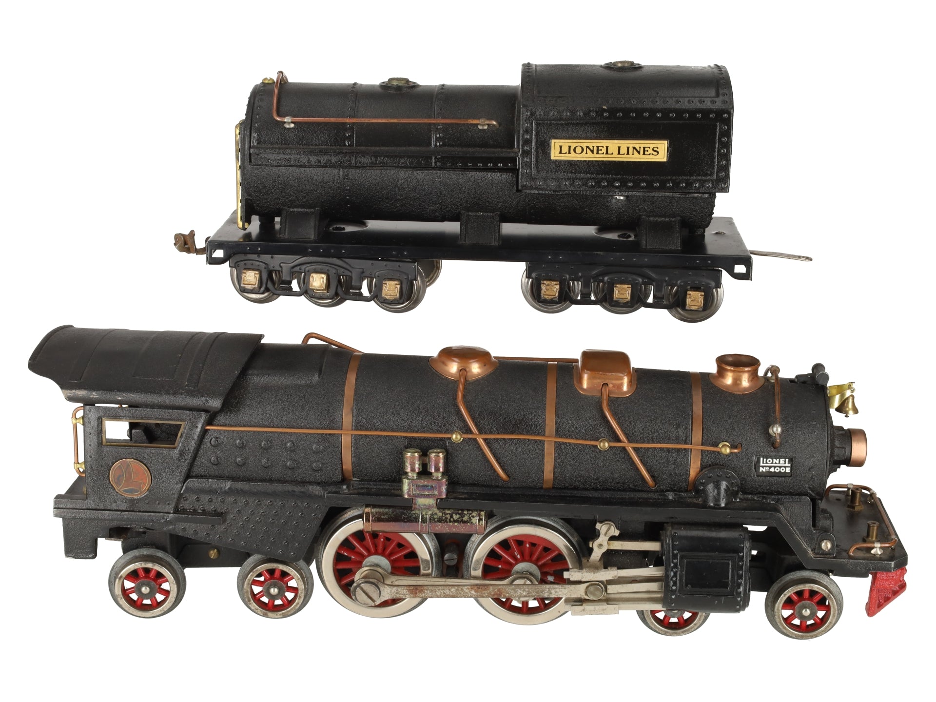 Lionel 400E Vintage Std Gauge 4-4-4 Crackle Black Steam Locomotive w/ Tender VG