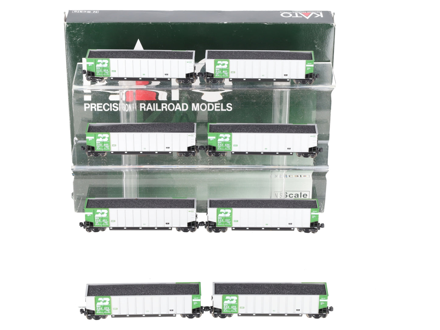 Kato 106-4613 N Scale Burlington Northern Coalporters (Set of 8) LN/Box