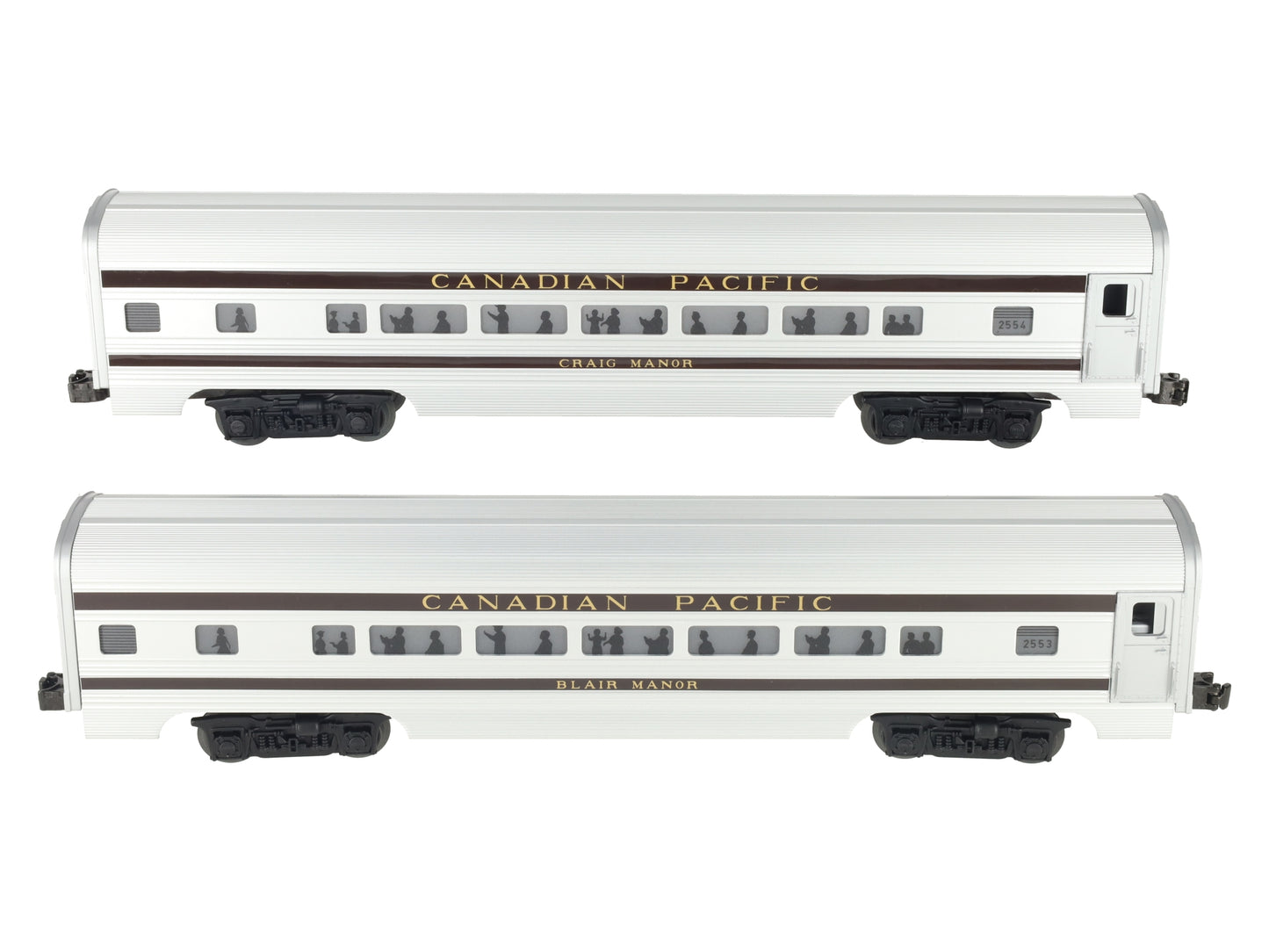 MTH 20-80002G O CP 2000 DAP 60' Aluminum Passenger Coach Set (Set of 2) LN/Box
