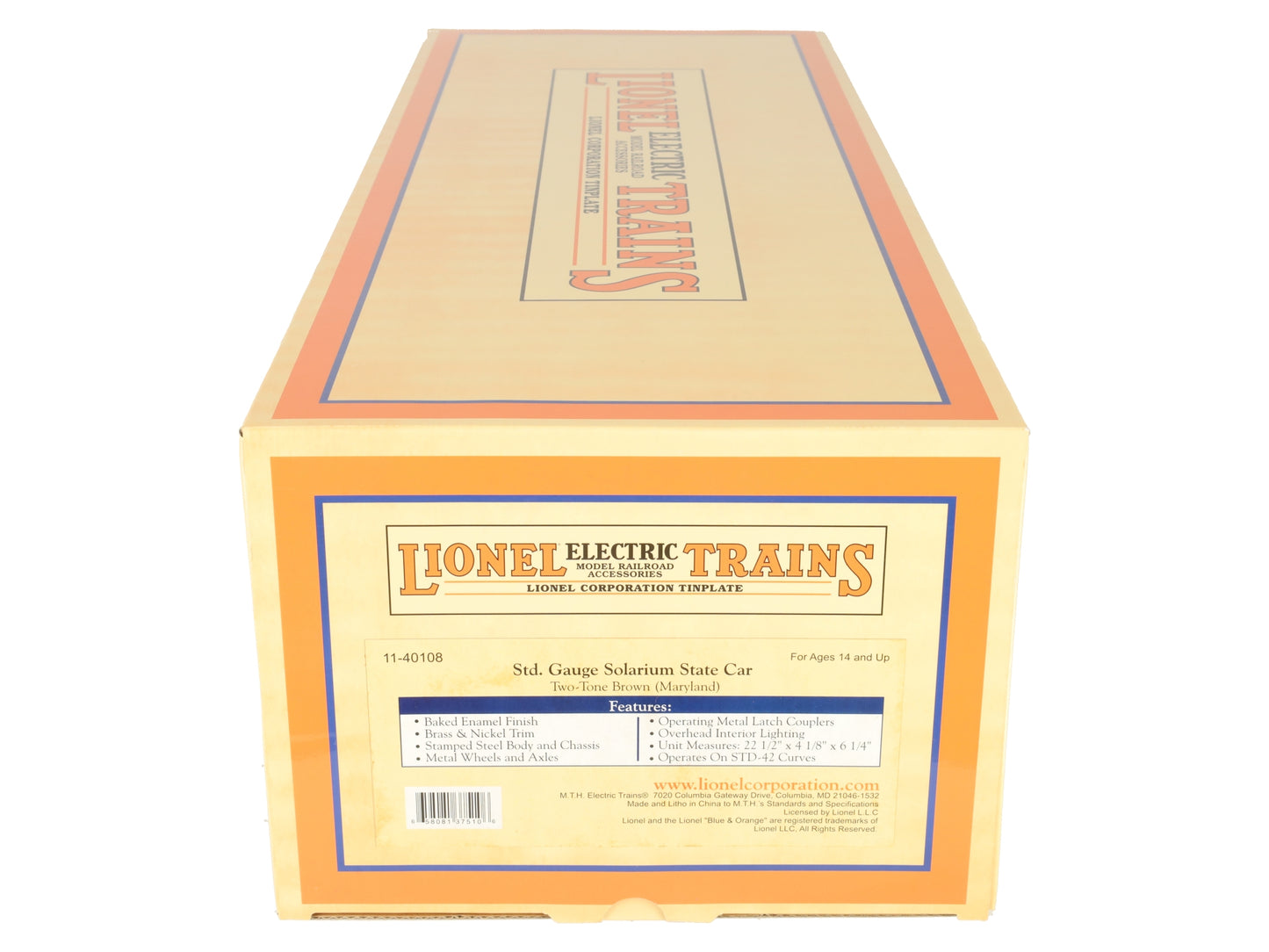 MTH 11-40108 STD Maryland Solarium State Car Two-Tone Brown EX/Box