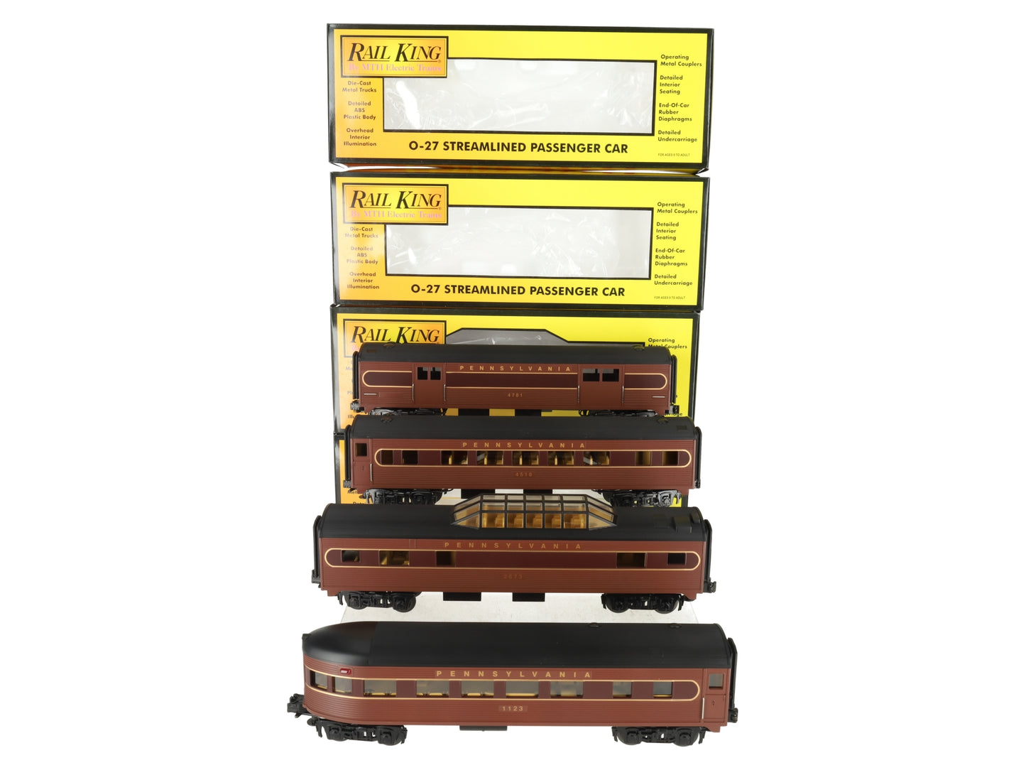 MTH 30-6104 O Pennsylvania RailKing O-27 Streamlined Passenger Set (Set of 4) LN/Box