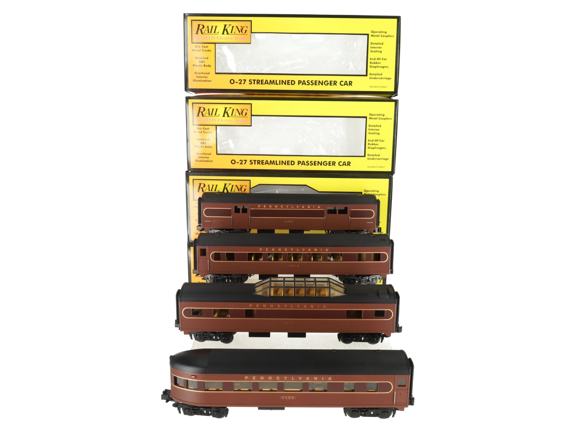 MTH 30-6104 O Pennsylvania RailKing O-27 Streamlined Passenger Set (Set of 4) LN/Box