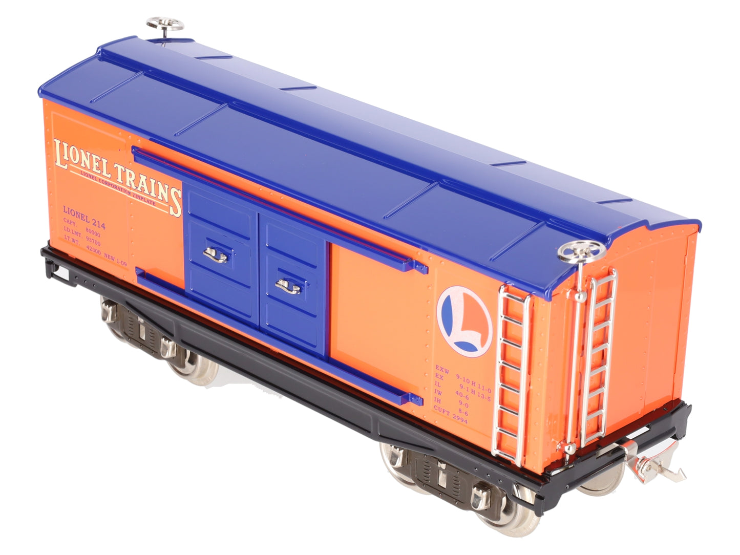 MTH 11-30049 Lionel Corporation #214 Orange/Blue Boxcar EX/Box