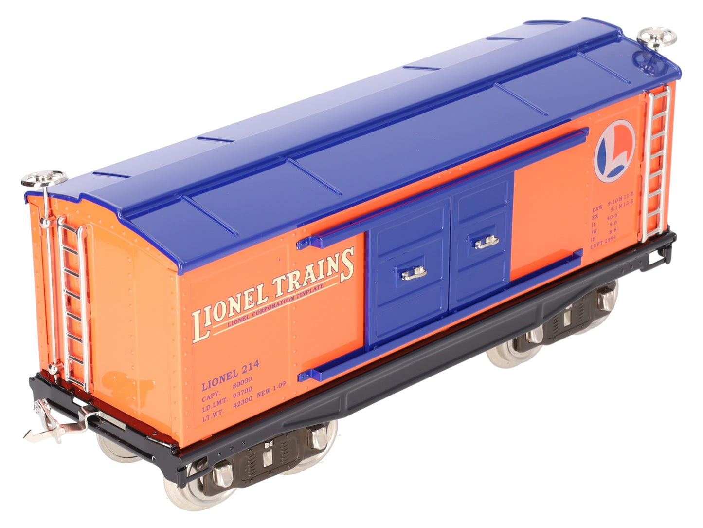 MTH 11-30049 Lionel Corporation #214 Orange/Blue Boxcar EX/Box