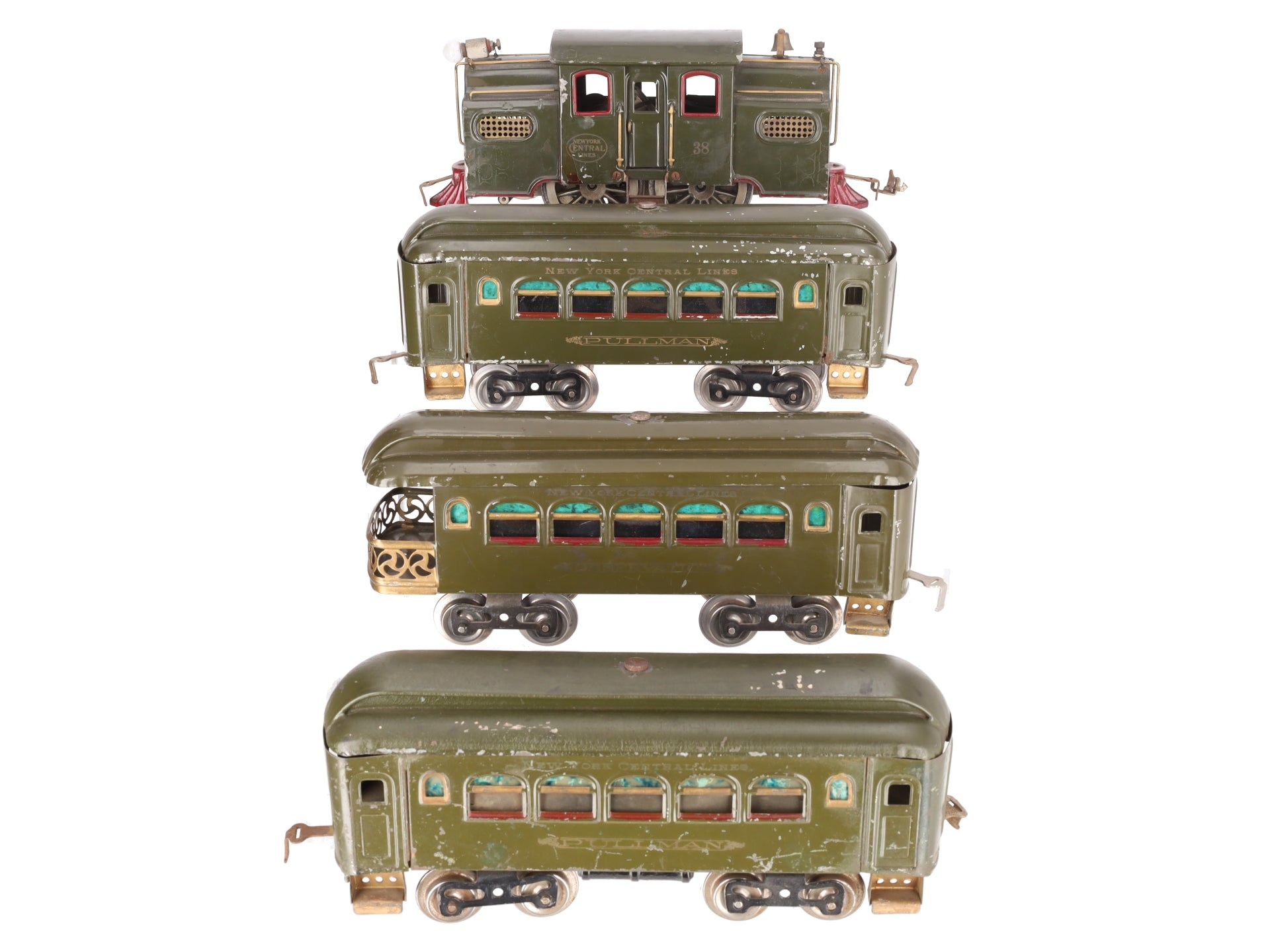 Lionel Vintage Standard Gauge Electric Passenger Set: 35, 35, 36, 38 [4] VG