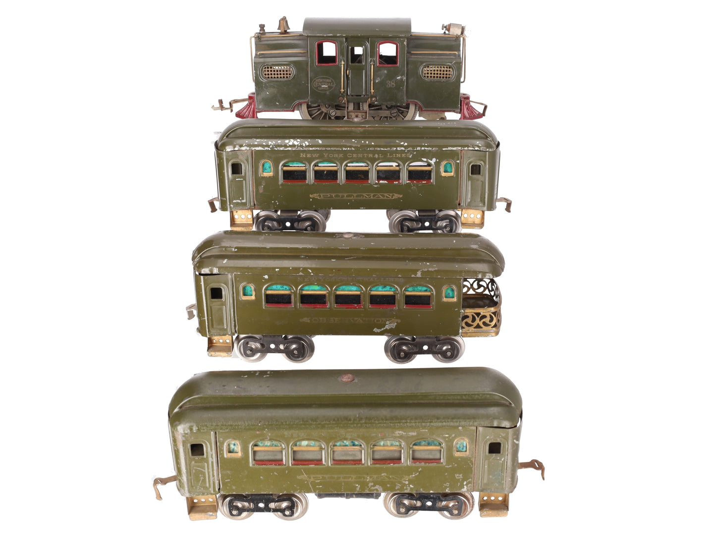 Lionel Vintage Standard Gauge Electric Passenger Set: 35, 35, 36, 38 [4] VG