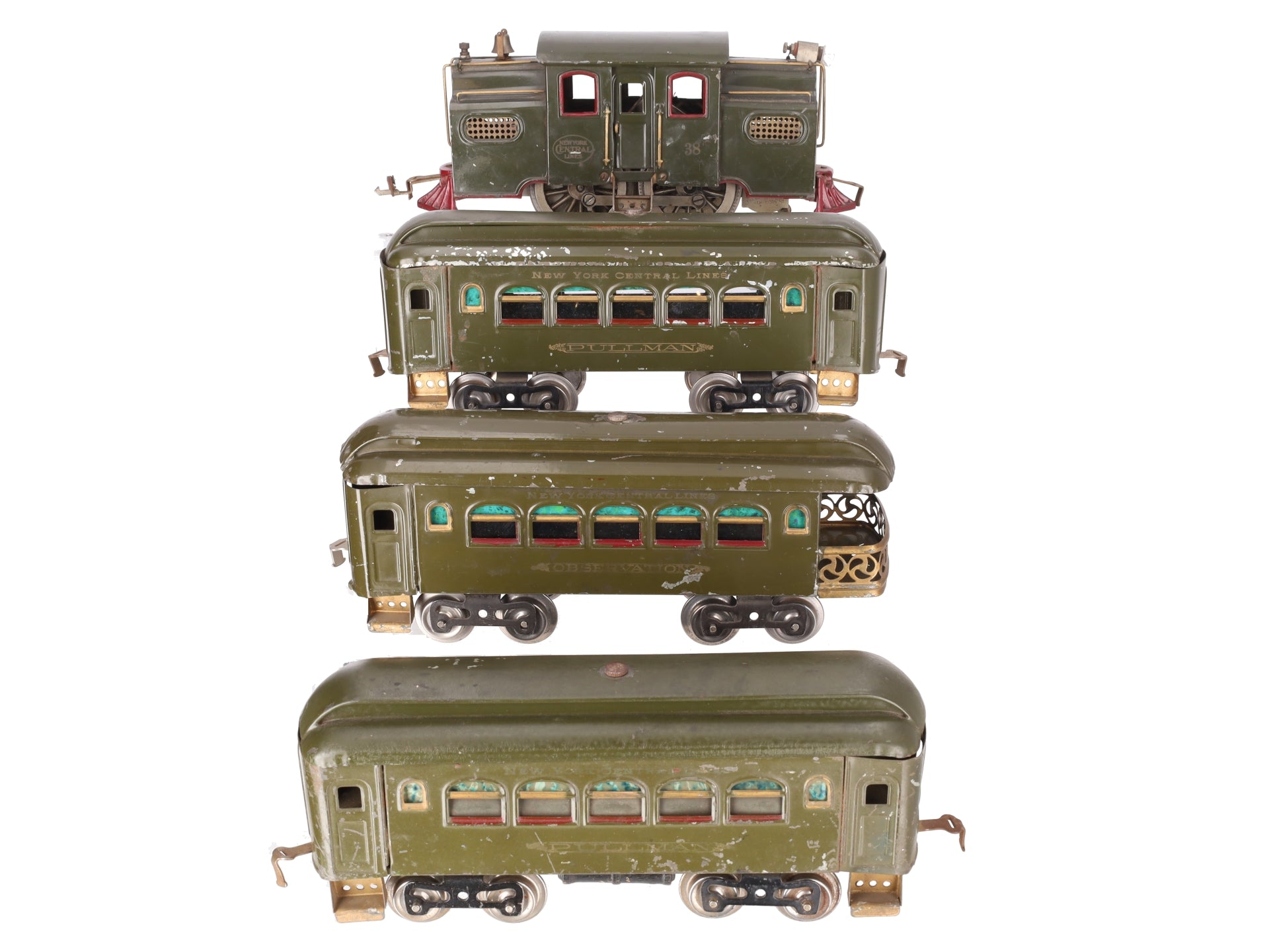 Lionel Vintage Standard Gauge Electric Passenger Set: 35, 35, 36, 38 [4] VG