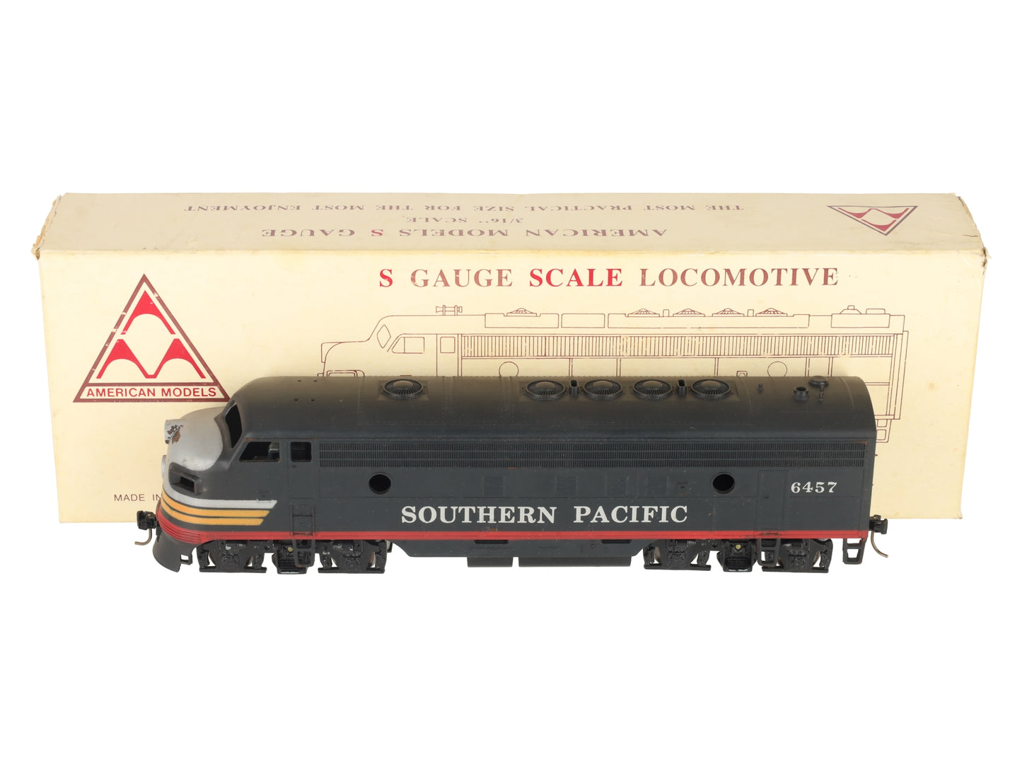 American Models S Scale Southern Pacific FP7 Diesel Locomotive #6457 VG/Box