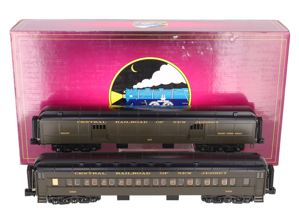 MTH 20-44029 O Jersey Central 2-Car 70" Madison Baggage/Coach Passenger Car Set LN/Box