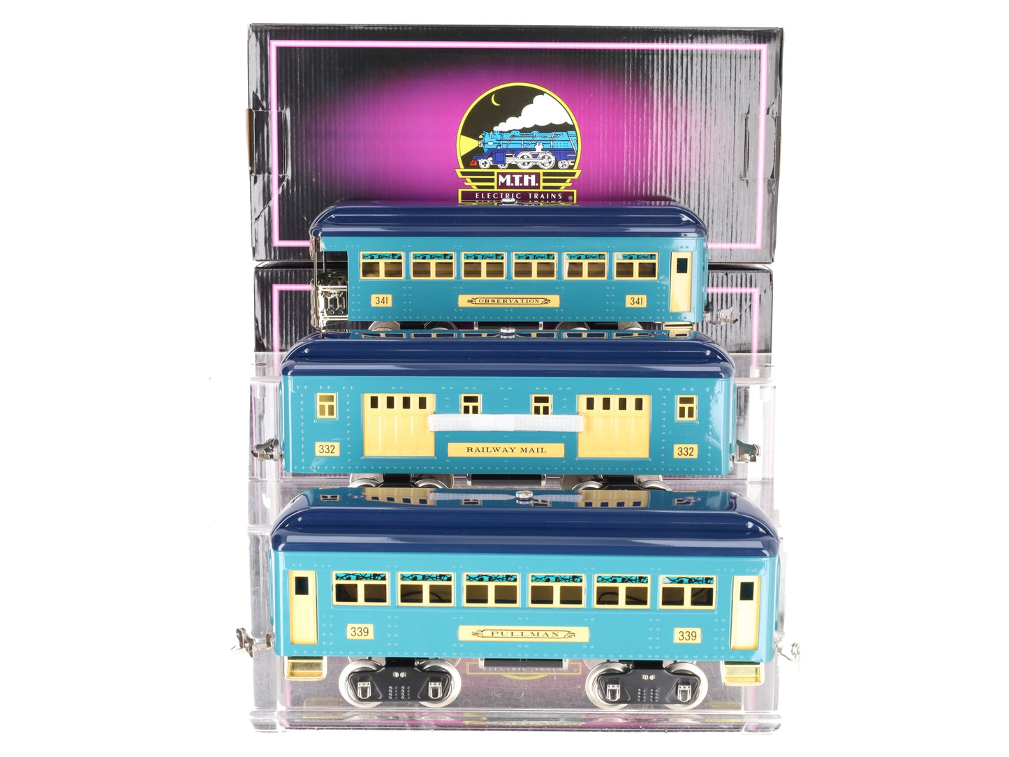 MTH 10-5075 Std. Gauge Two-Tone Blue 300 Series Passenger Car Set (Set of 3)