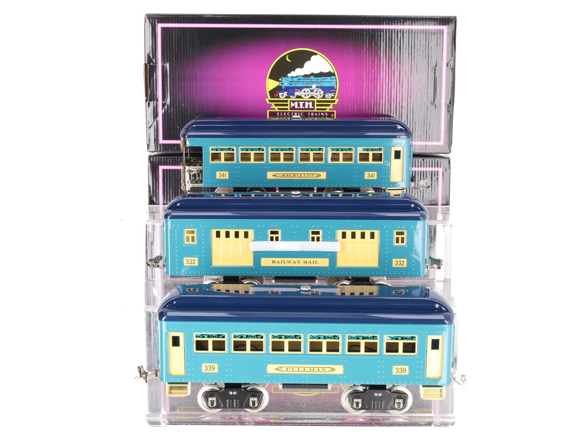 MTH 10-5075 Std. Gauge Two-Tone Blue 300 Series Passenger Car Set (Set of 3)