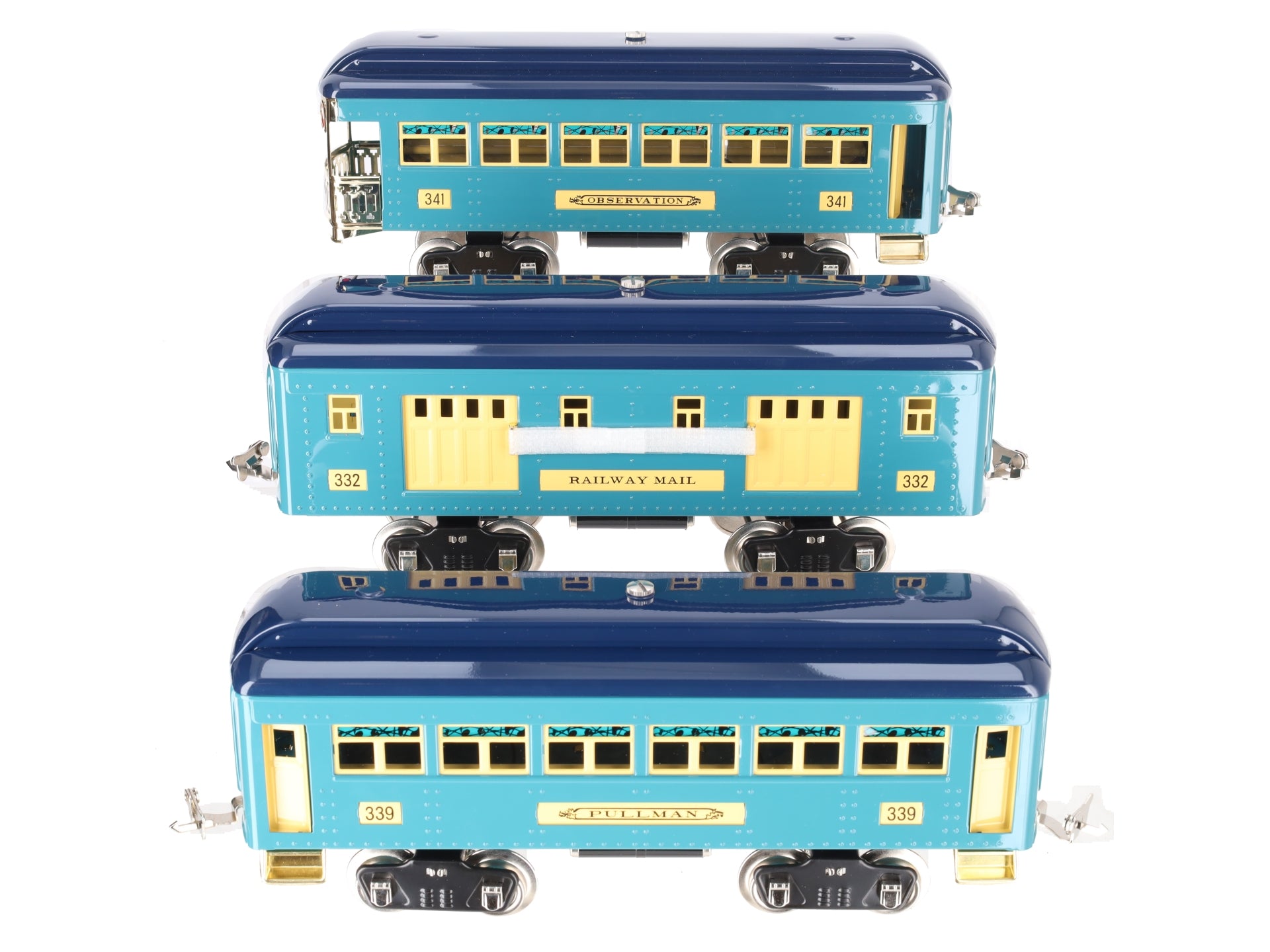 MTH 10-5075 Std. Gauge Two-Tone Blue 300 Series Passenger Car Set (Set of 3)