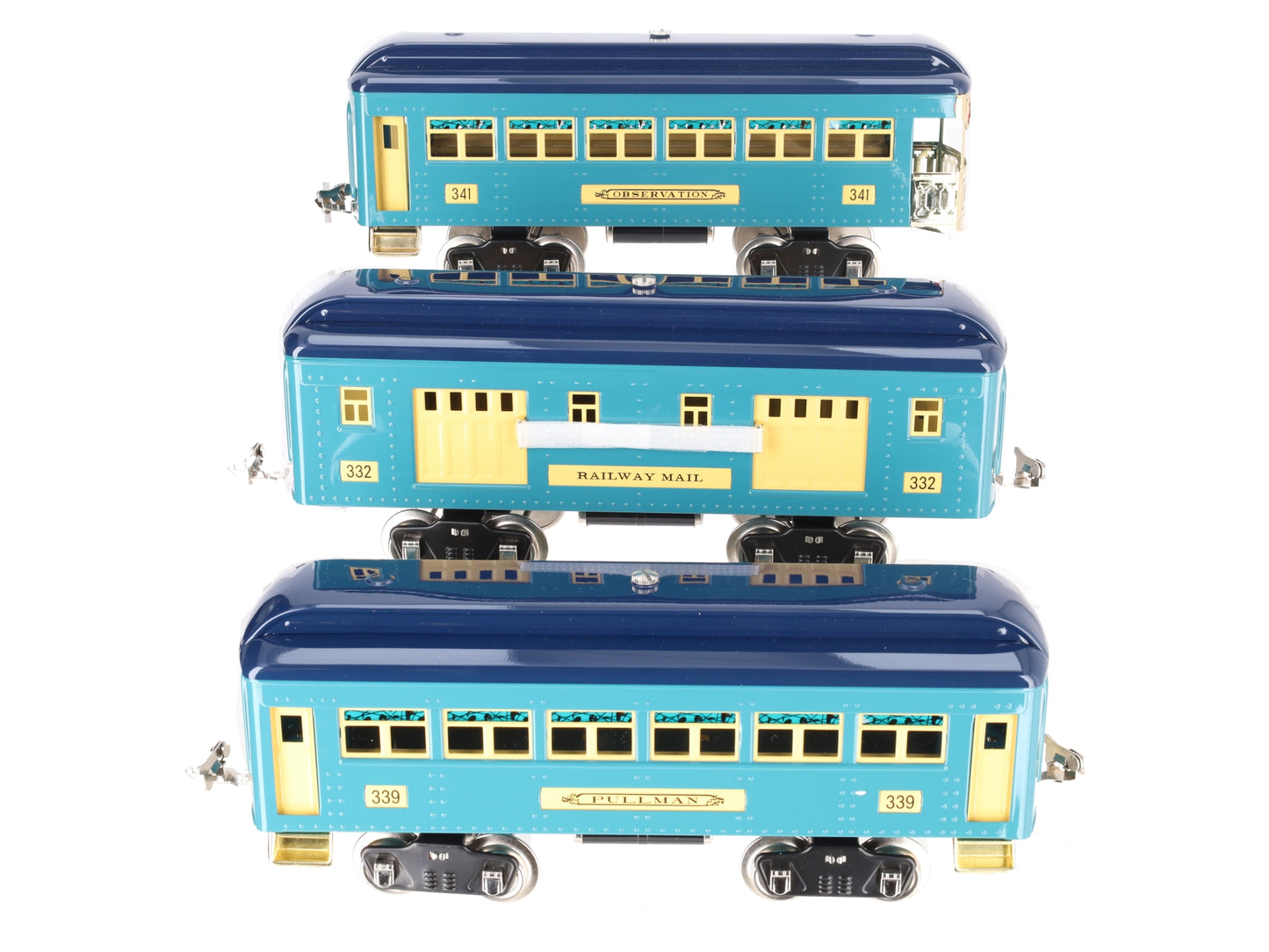MTH 10-5075 Std. Gauge Two-Tone Blue 300 Series Passenger Car Set (Set of 3)