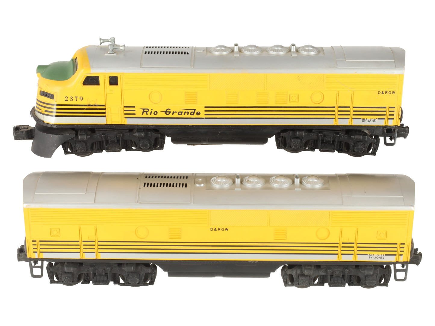 Lionel 2379 Vintage O Rio Grande F3 AB Diesel Locomotive Set VG