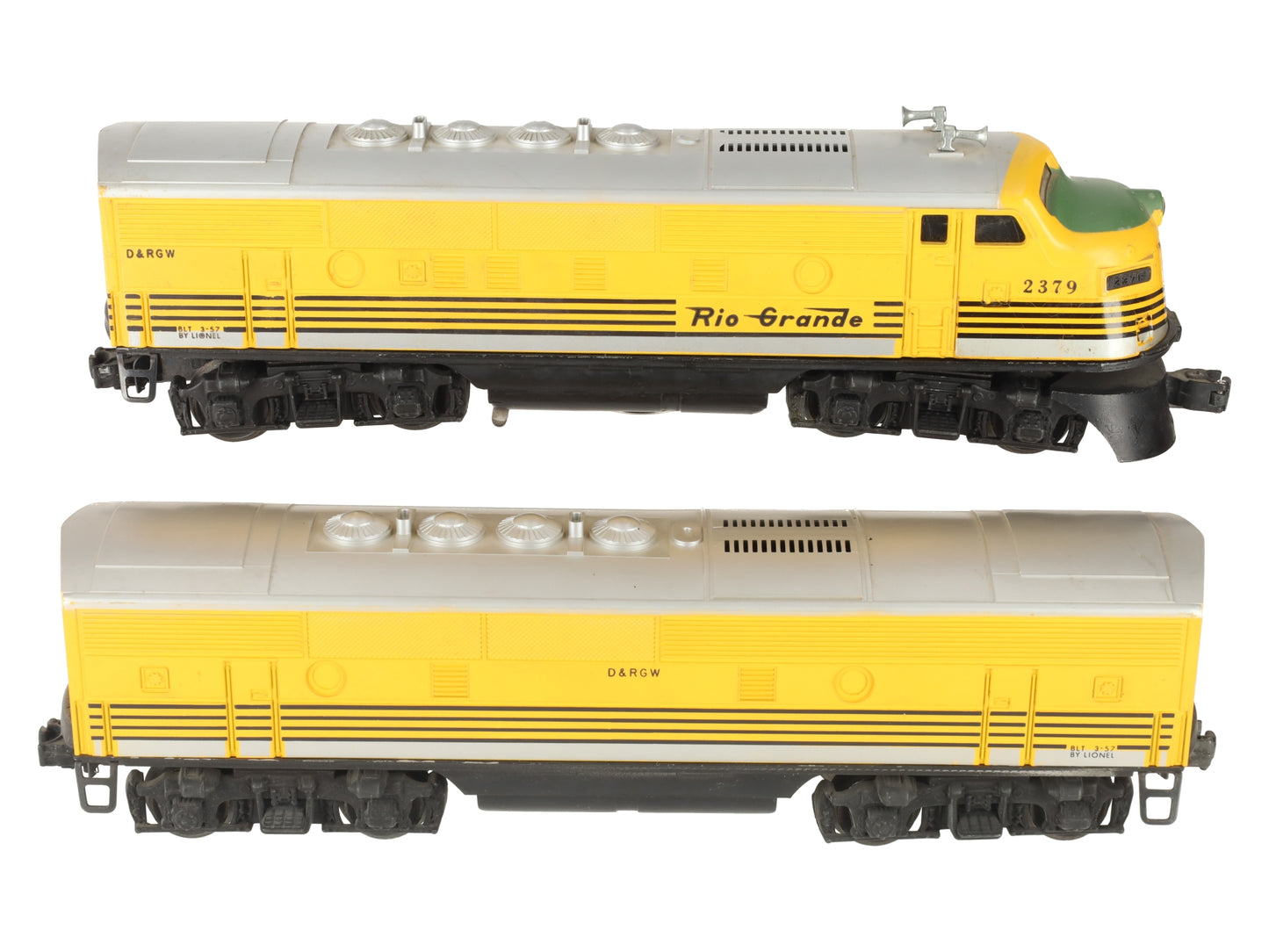 Lionel 2379 Vintage O Rio Grande F3 AB Diesel Locomotive Set VG