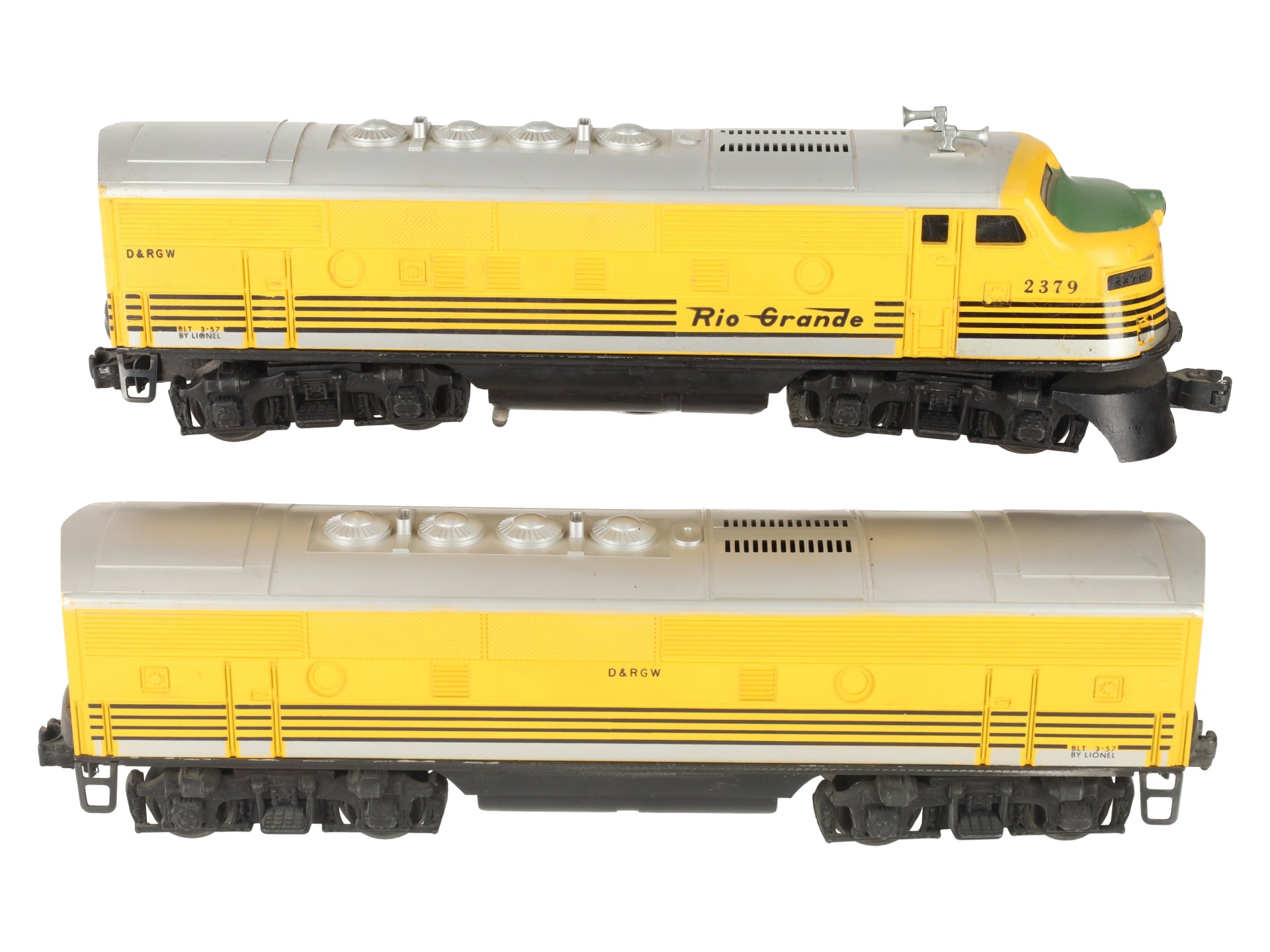 Lionel 2379 Vintage O Rio Grande F3 AB Diesel Locomotive Set VG