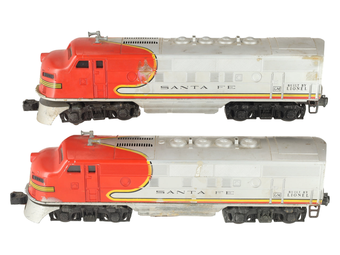Lionel 2383 Vintage O Santa Fe F-3 AA Diesel Locomotives VG