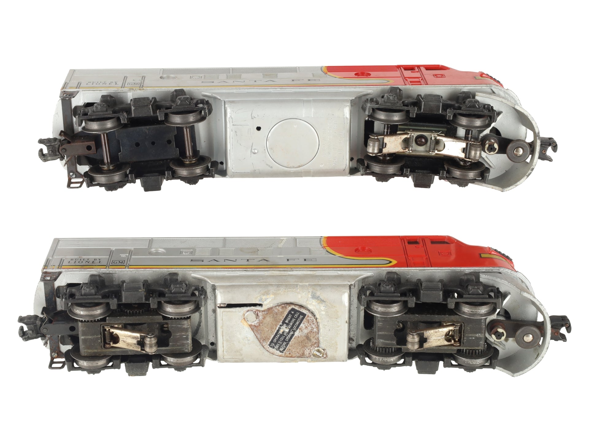 Lionel 2383 Vintage O Santa Fe F-3 AA Diesel Locomotives VG