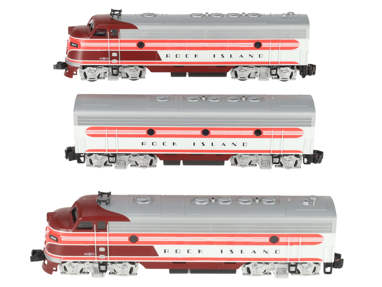 American Models S Scale Rock Island F7 ABA "DX" Hi-Rail w/ Sound EX/Box