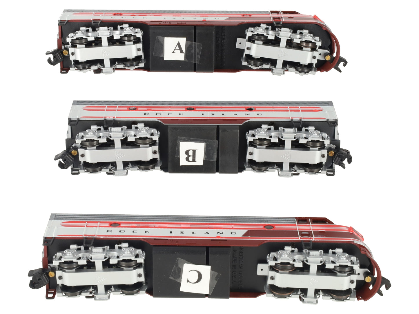 American Models S Scale Rock Island F7 ABA "DX" Hi-Rail w/ Sound EX/Box