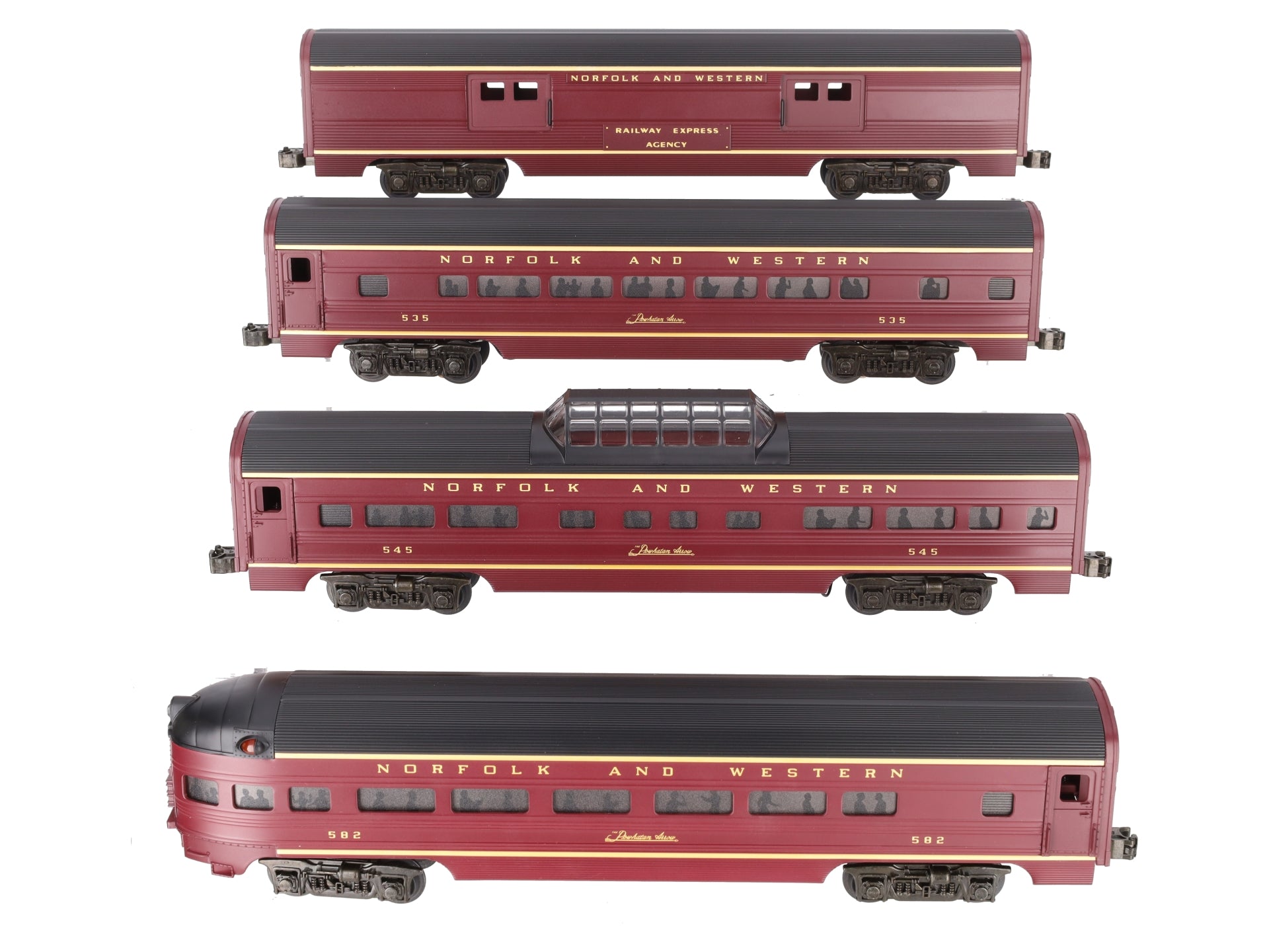 MTH 20-6014 O Gauge Norfolk & Western 60' Aluminum Passenger 4-Car Set LN/Box