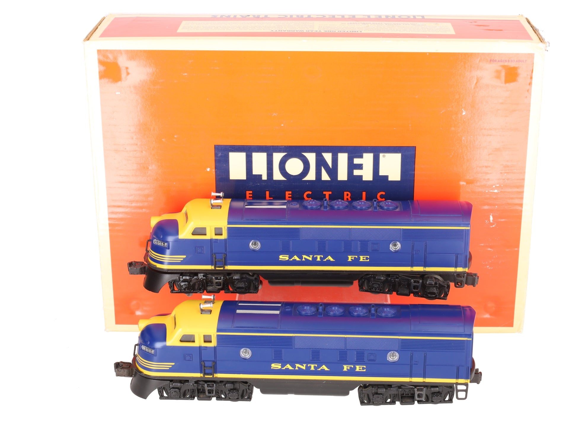 Lionel 6-18117 O Gauge Santa Fe Blue/Yellow F3 AA Diesel Set EX/Box