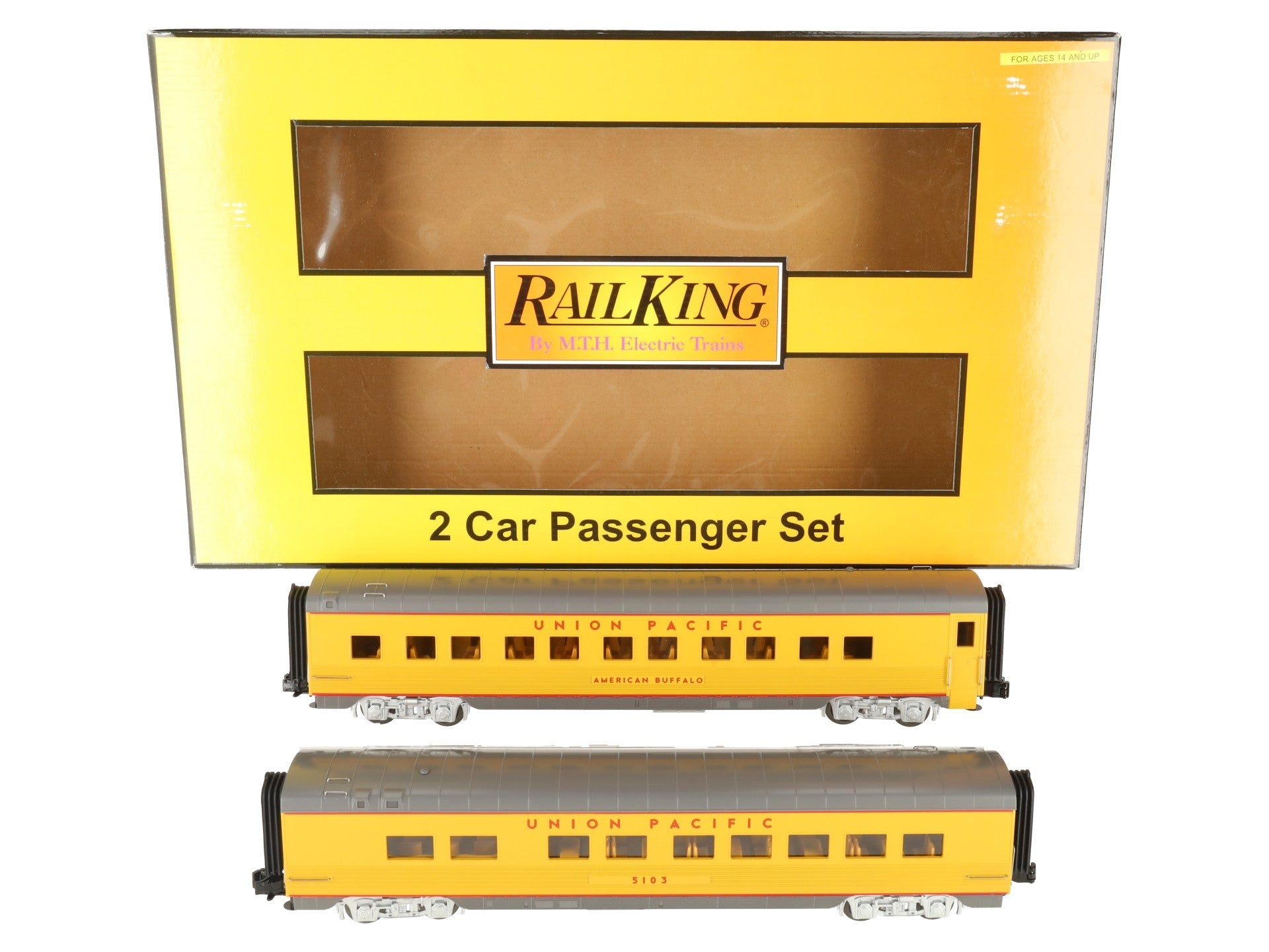 MTH 30-67659 O Gauge Union Pacific 60' Streamlined 2-Car Sleeper/Diner Set LN/Box