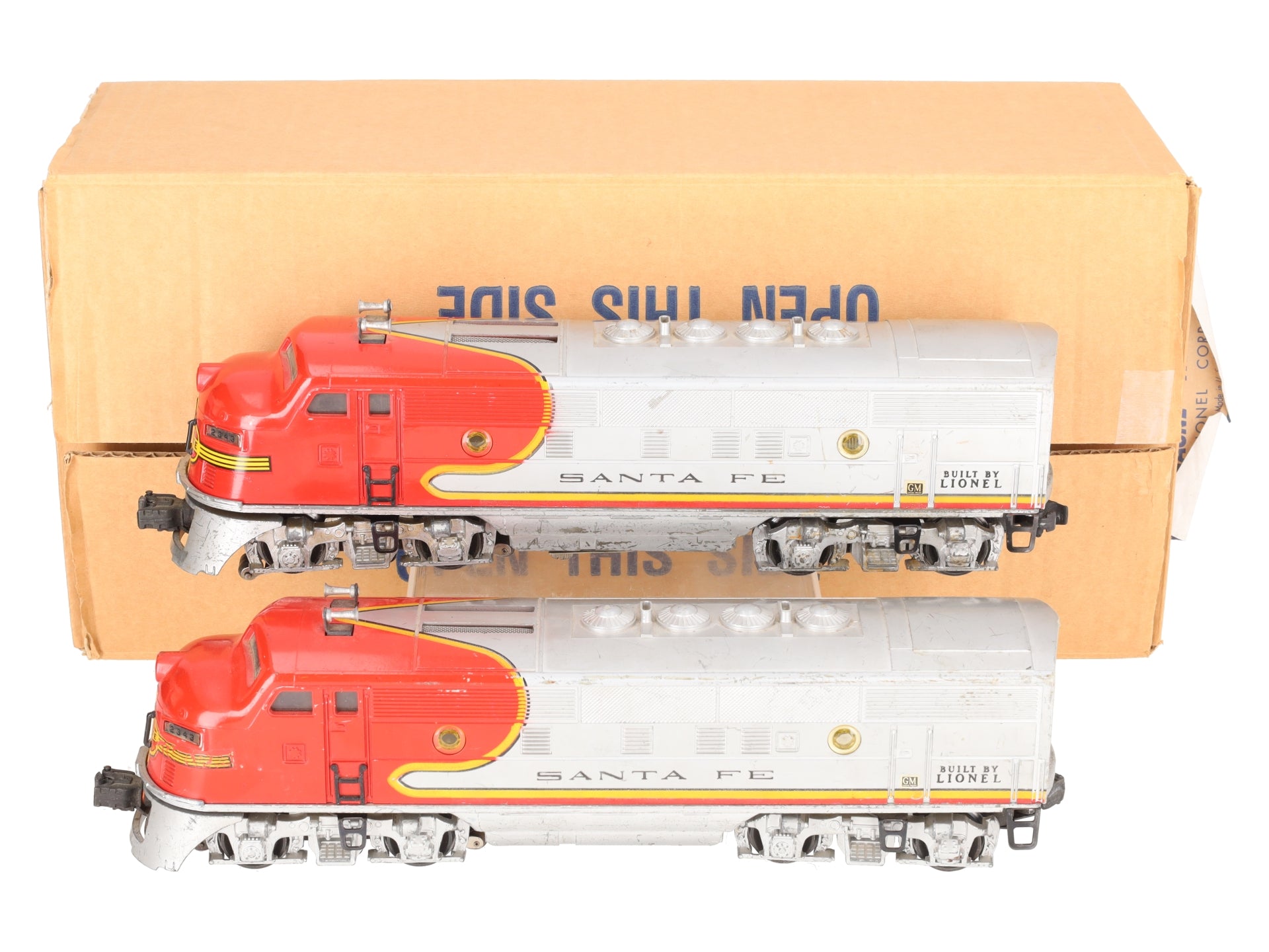 Lionel 2343 Vintage O Gauge Santa Fe F3 AA Diesel Locomotive Set VG