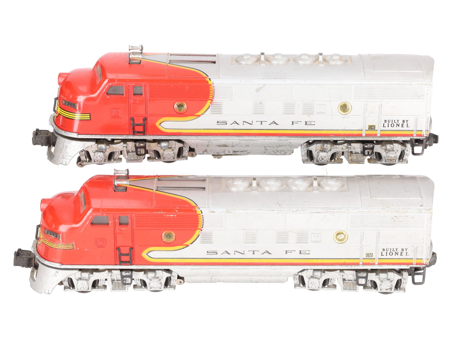 Lionel 2343 Vintage O Gauge Santa Fe F3 AA Diesel Locomotive Set VG