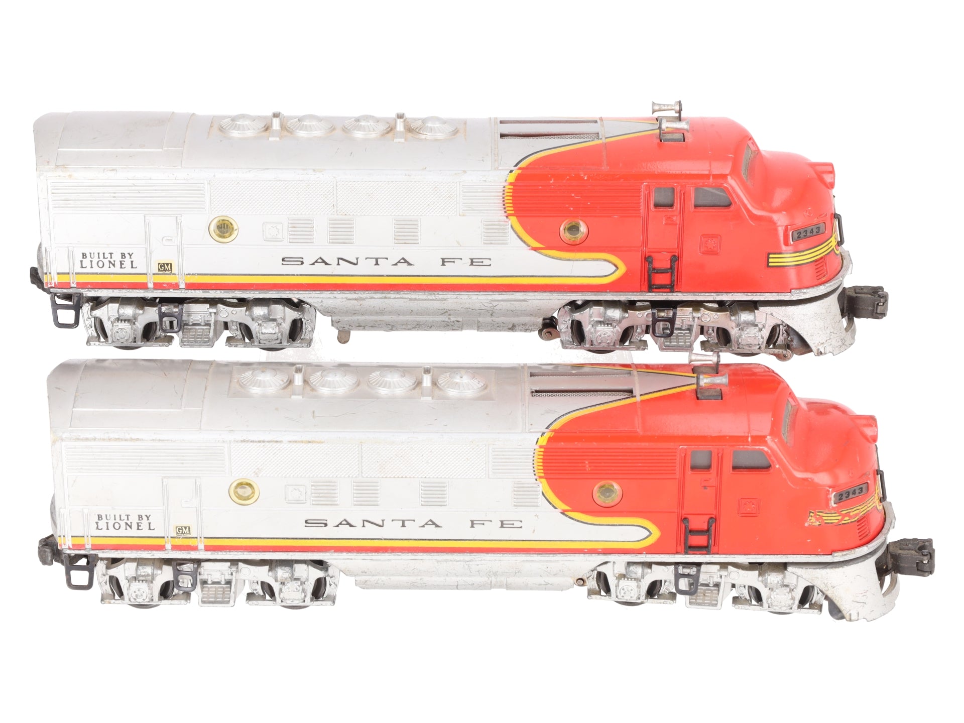 Lionel 2343 Vintage O Gauge Santa Fe F3 AA Diesel Locomotive Set VG