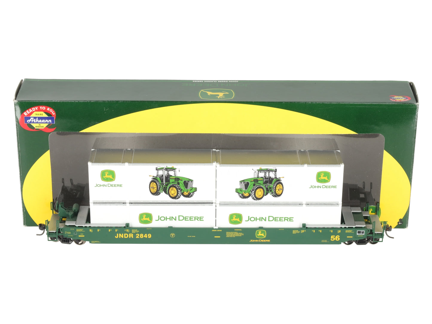 Athearn 7739 HO John DEERE 56' Well Car w/ 4 28' Containers #2849 EX/Box