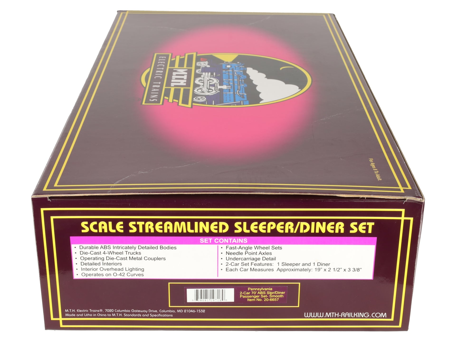 MTH 20-6657 O PRR 70' Streamlined Slpr/Diner Passenger Car Set (Set of 2) LN/Box
