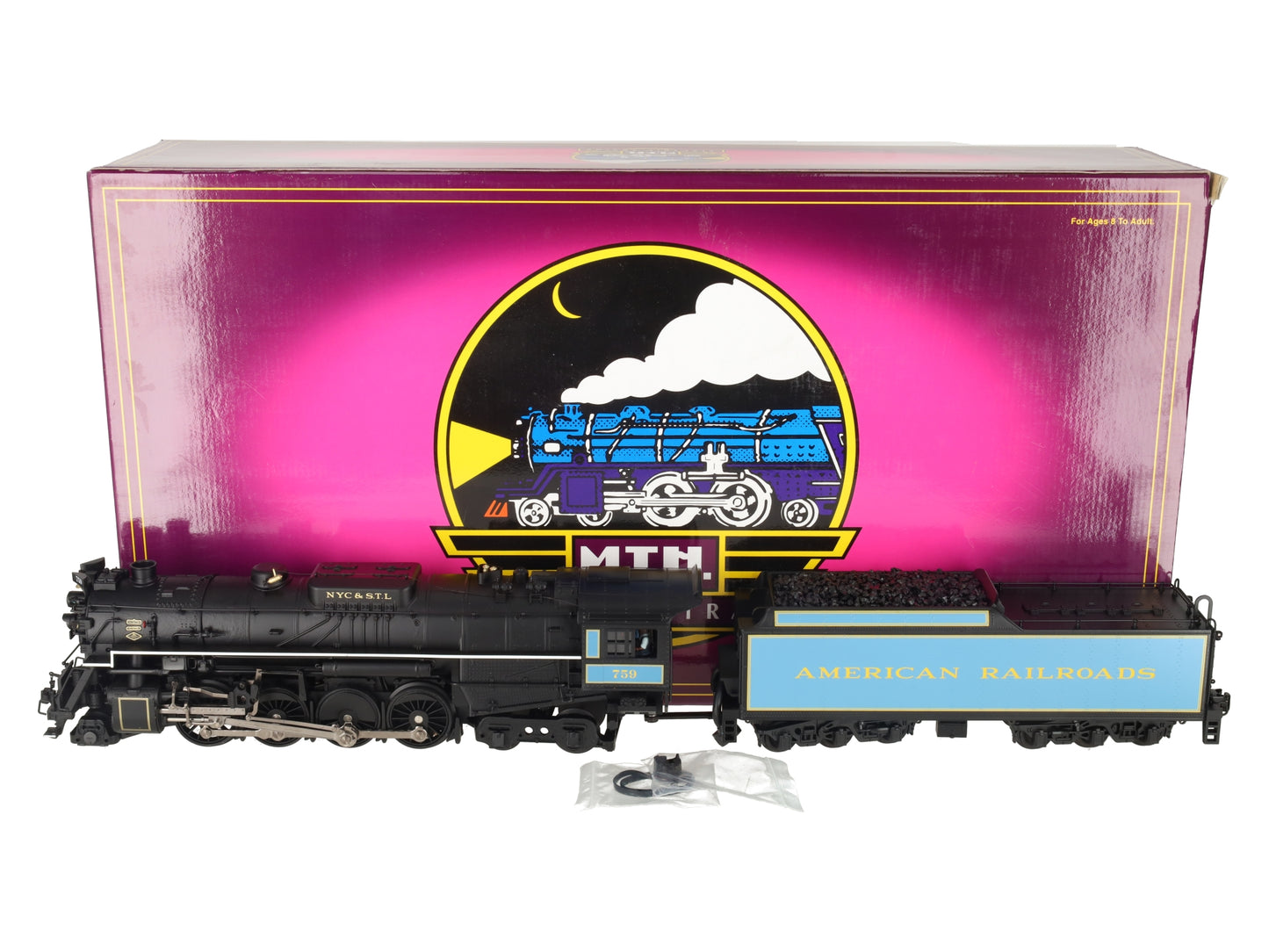 MTH 20-3063-1 O Berkshire Golden Spike 2-8-4 Steam Loco & Tender #759 w/PS2 EX/Box