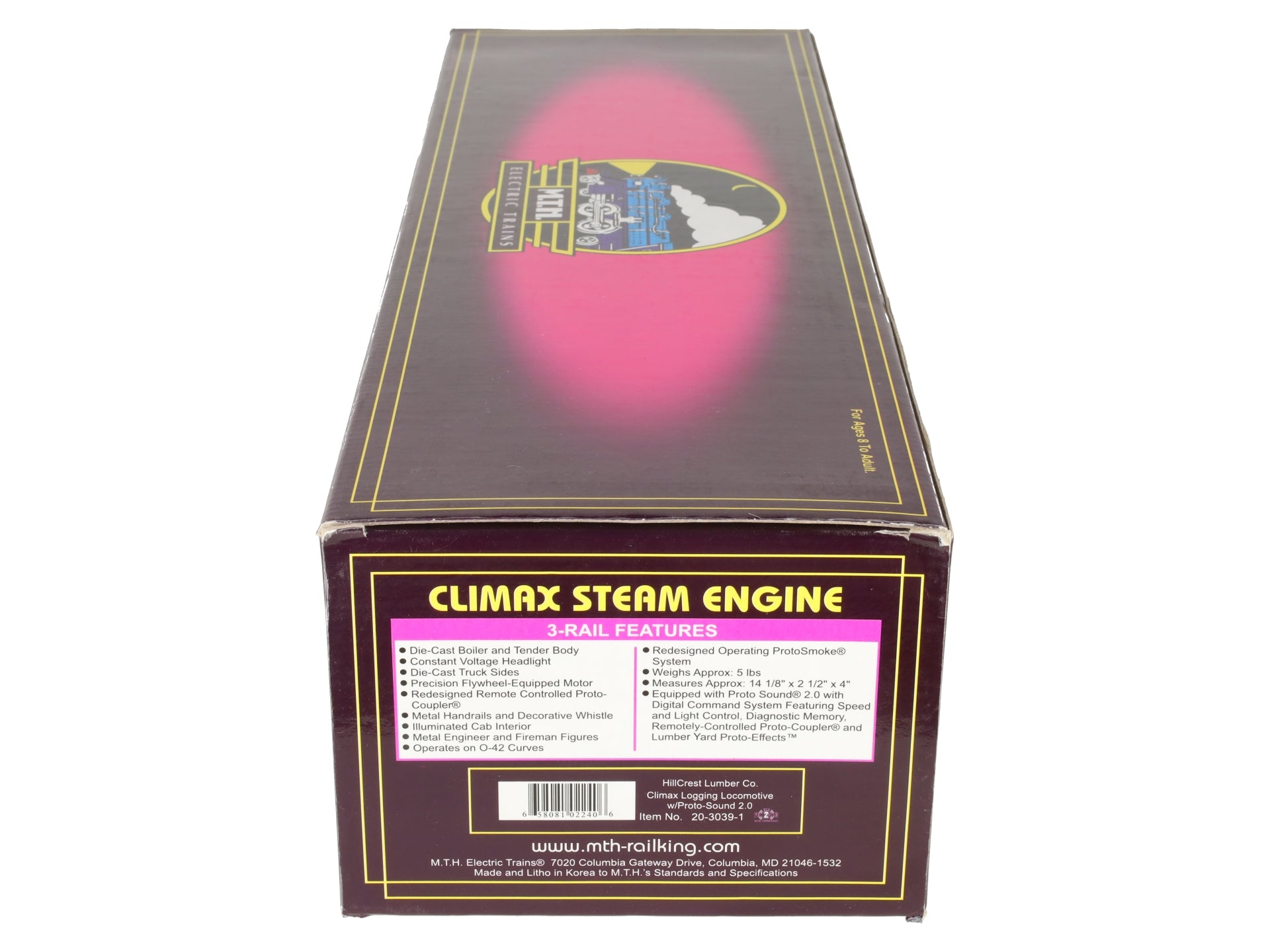 MTH 20-3039-1 O Gauge Hill Crest Lumber Co. Climax Logging Locomotive #10 w/PS2 EX/Box