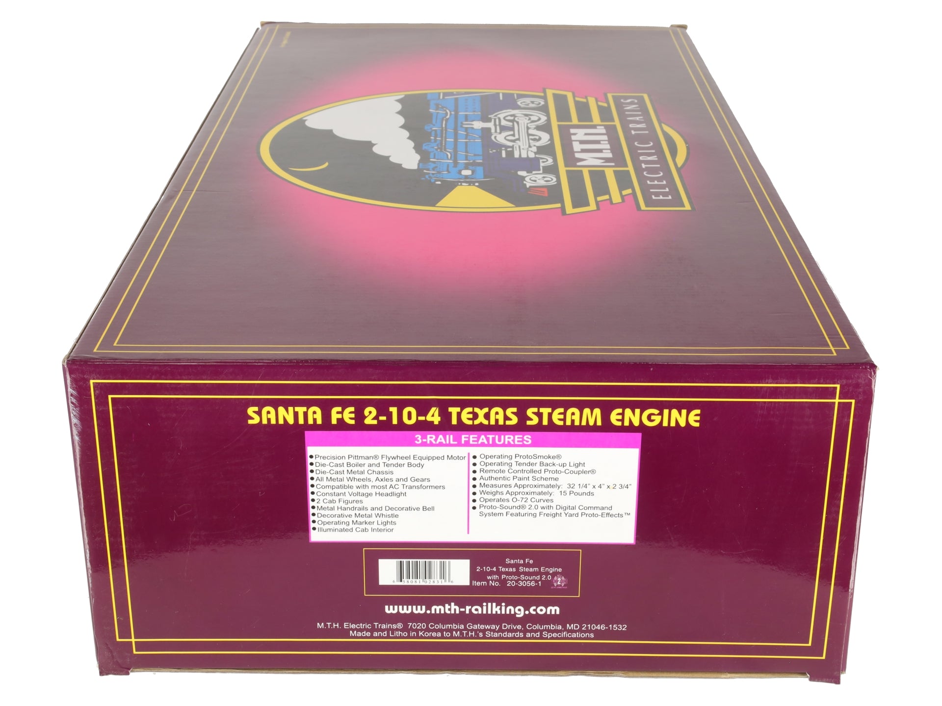 MTH 20-3056-1 O Santa Fe 2-10-4 Texas Steam Engine And Tender w/PS2 #5012 EX/Box