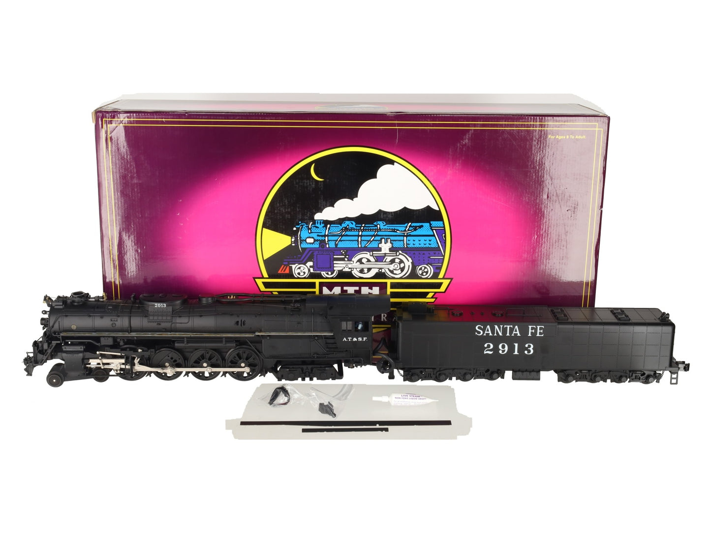 MTH 20-3080-1 O Gauge Santa Fe 4-8-4 Northern Steam Locomotive w/PS2 #2913 EX/Box