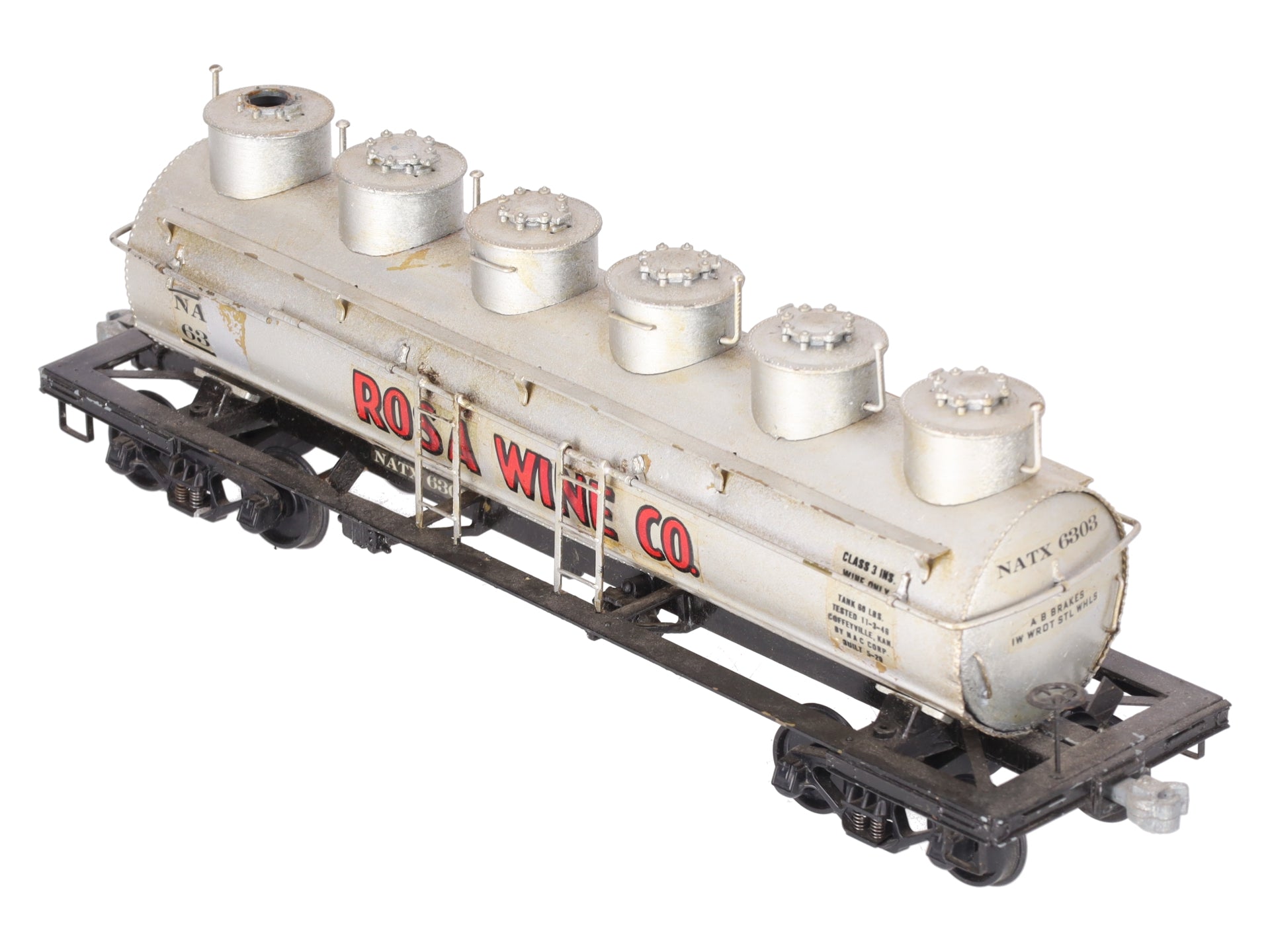 O Scale BRASS Custom Rosa Wine Co. Tank Car #63 (2 Rail)